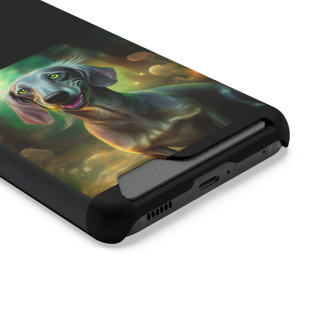 Dachshund Silver Grey Phone Case with Card Holder