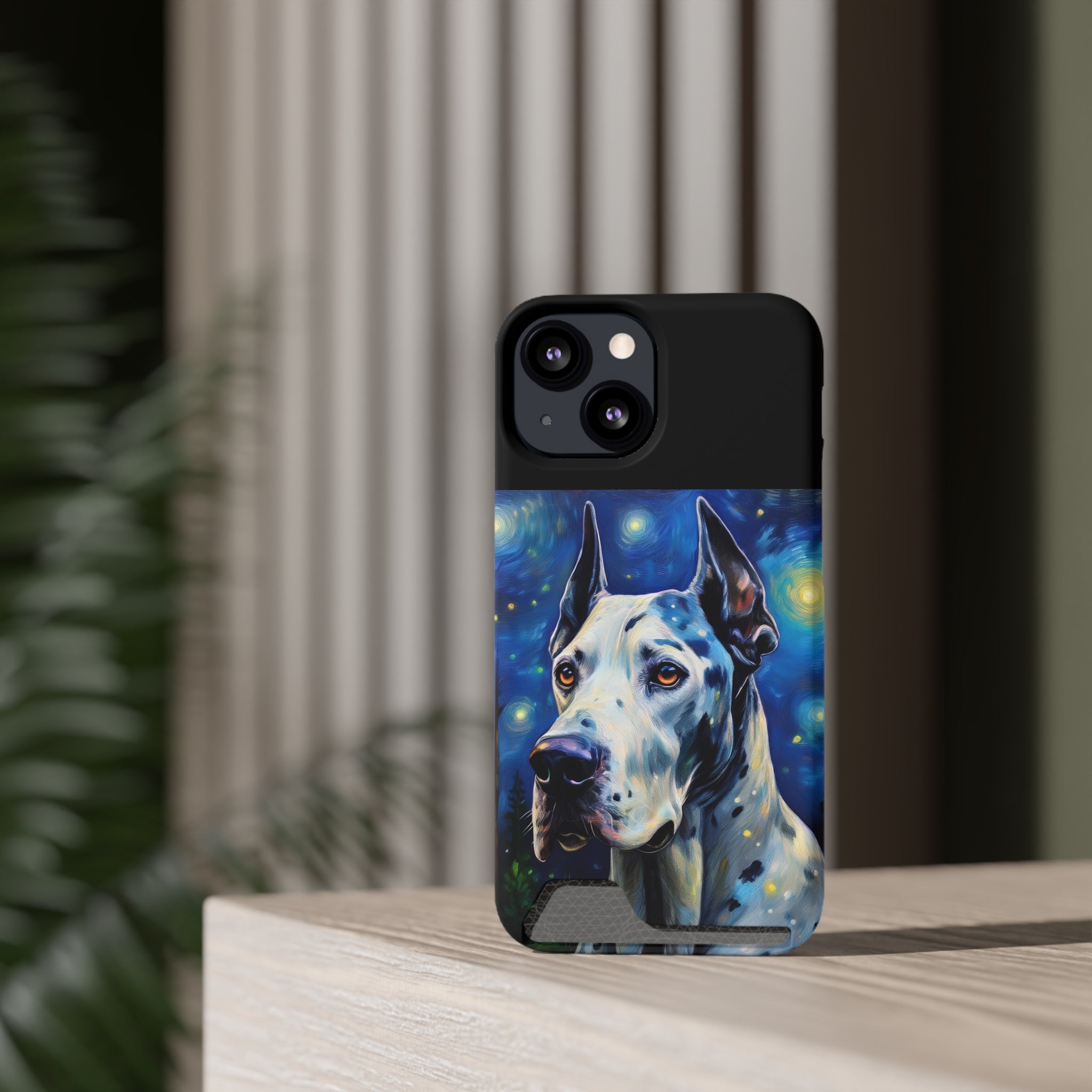 Great Dane Stary Night Phone Case with Card Holder
