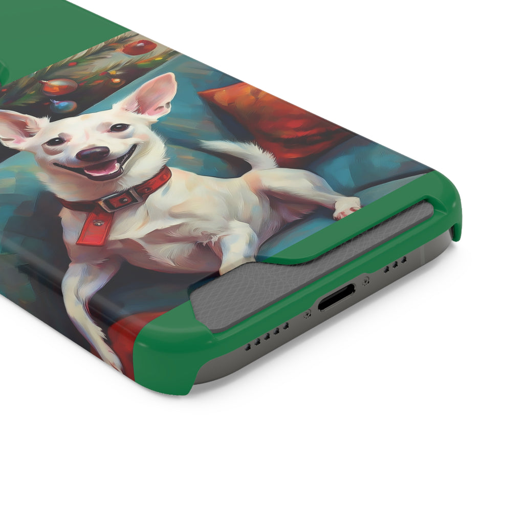 White Corgi Holiday II Phone Case with Card Holder