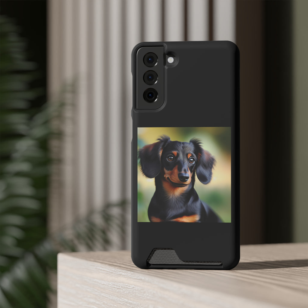 Dachshund Black and Brown Phone Case with Card Holder