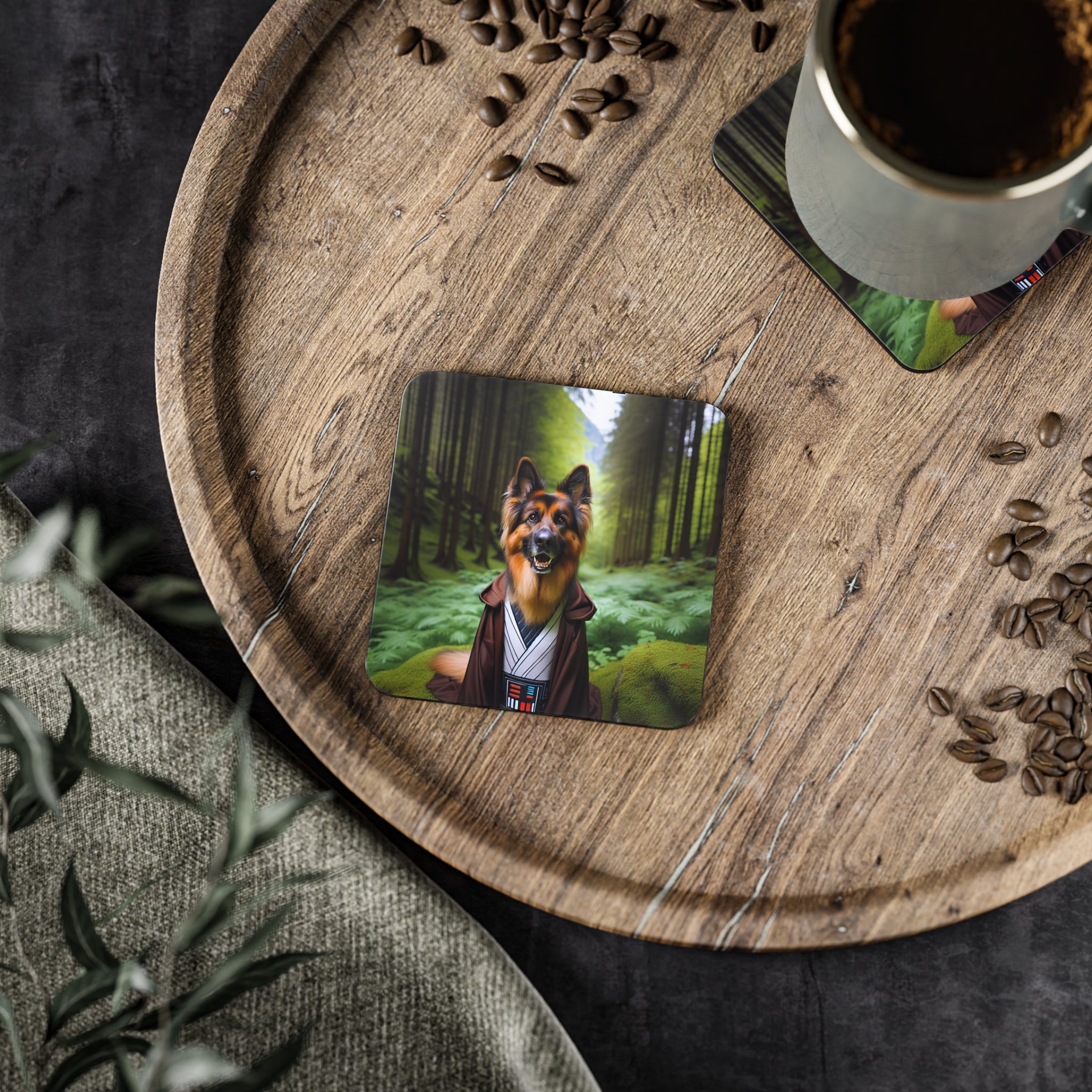 German Shepherd Forest Night Coasters