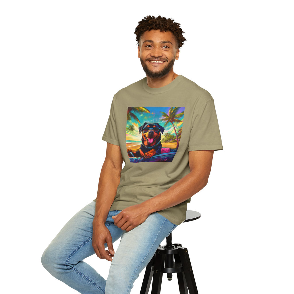 Rottweiler Beach Drive Unisex Garment-Dyed T-shirt