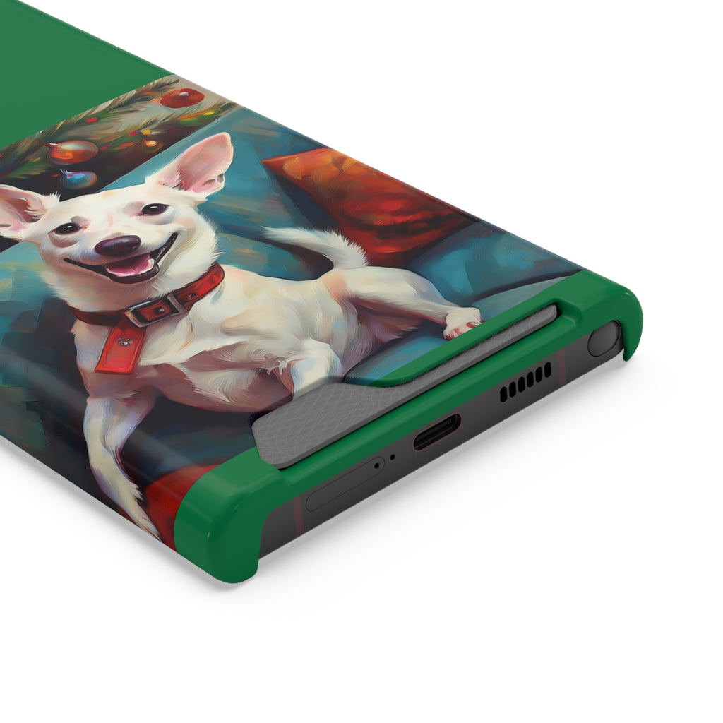 White Corgi Holiday II Phone Case with Card Holder