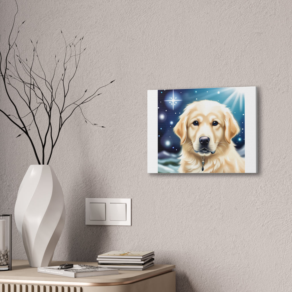 Golden Retriever Stary Night Canvas Stretched, 0.75"