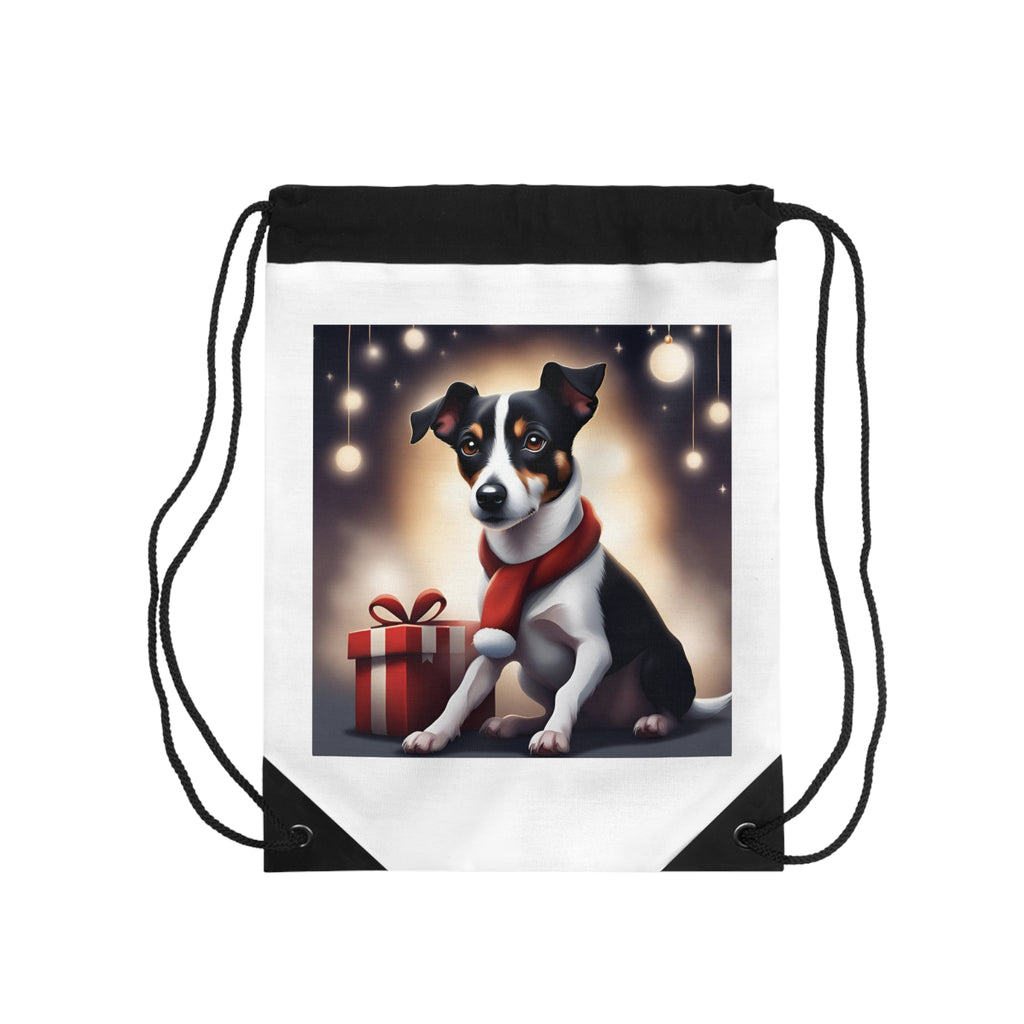 Jack Russell Holiday Drawstring Bag