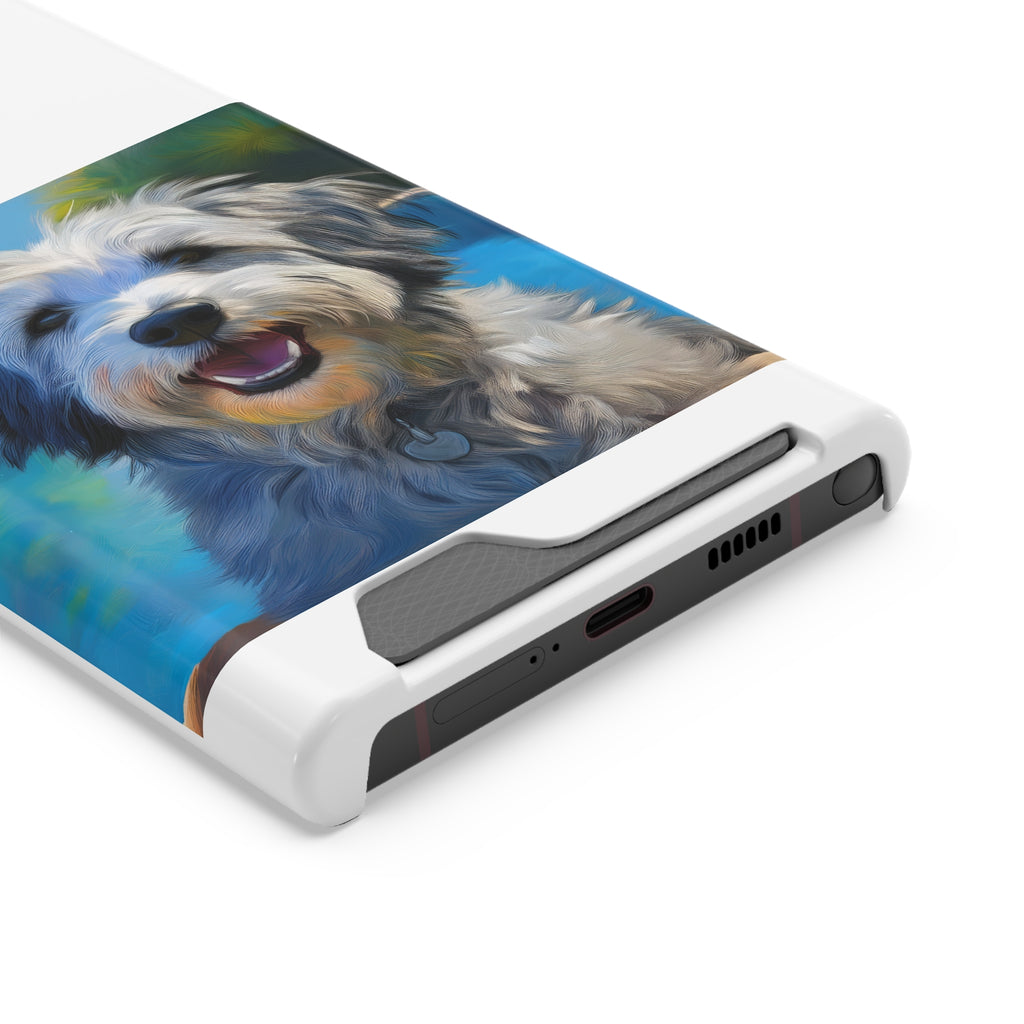 Grey Shaggy Dog Poolside Phone Case with Card Holder