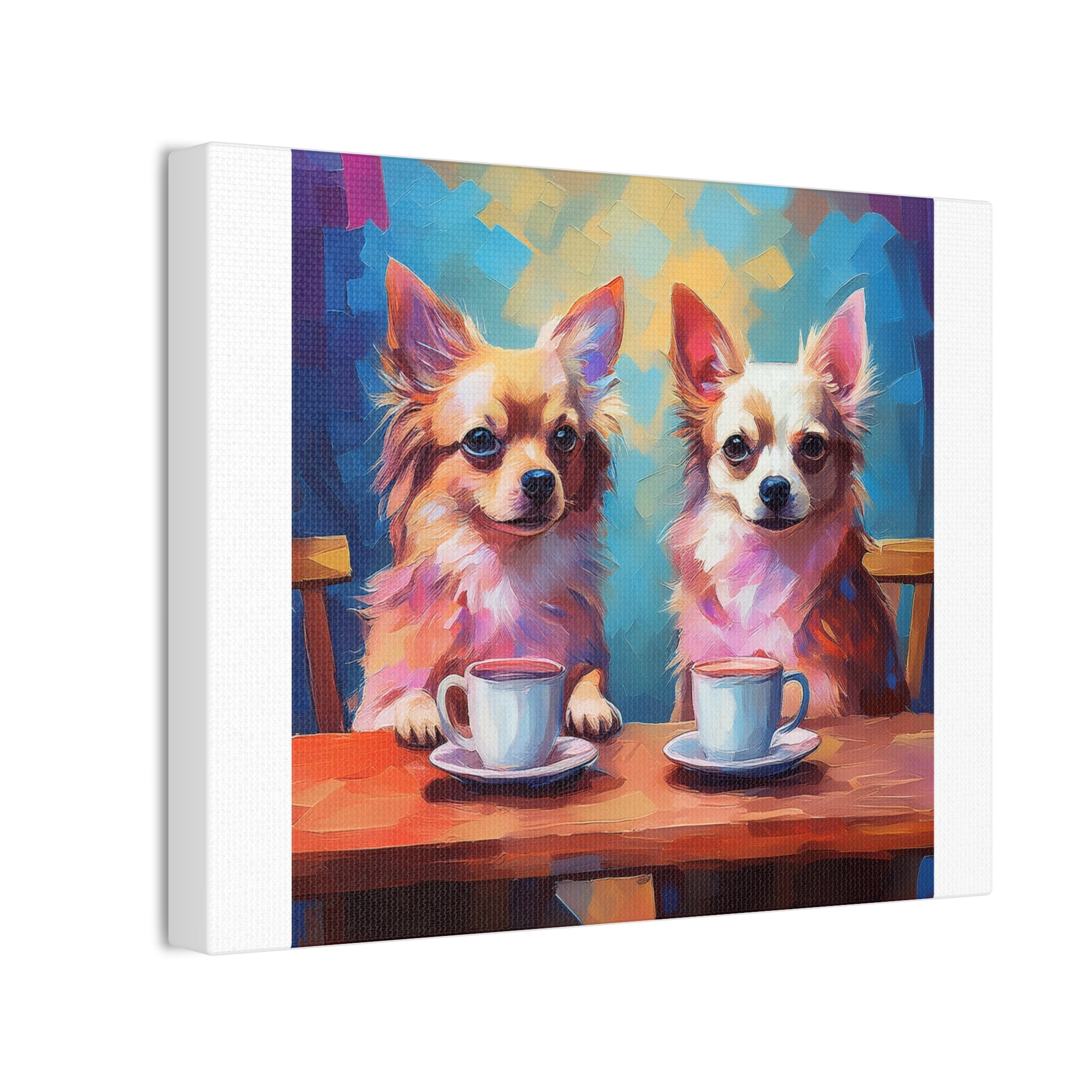 Cafe con Chihuahua Canvas Stretched, 0.75"