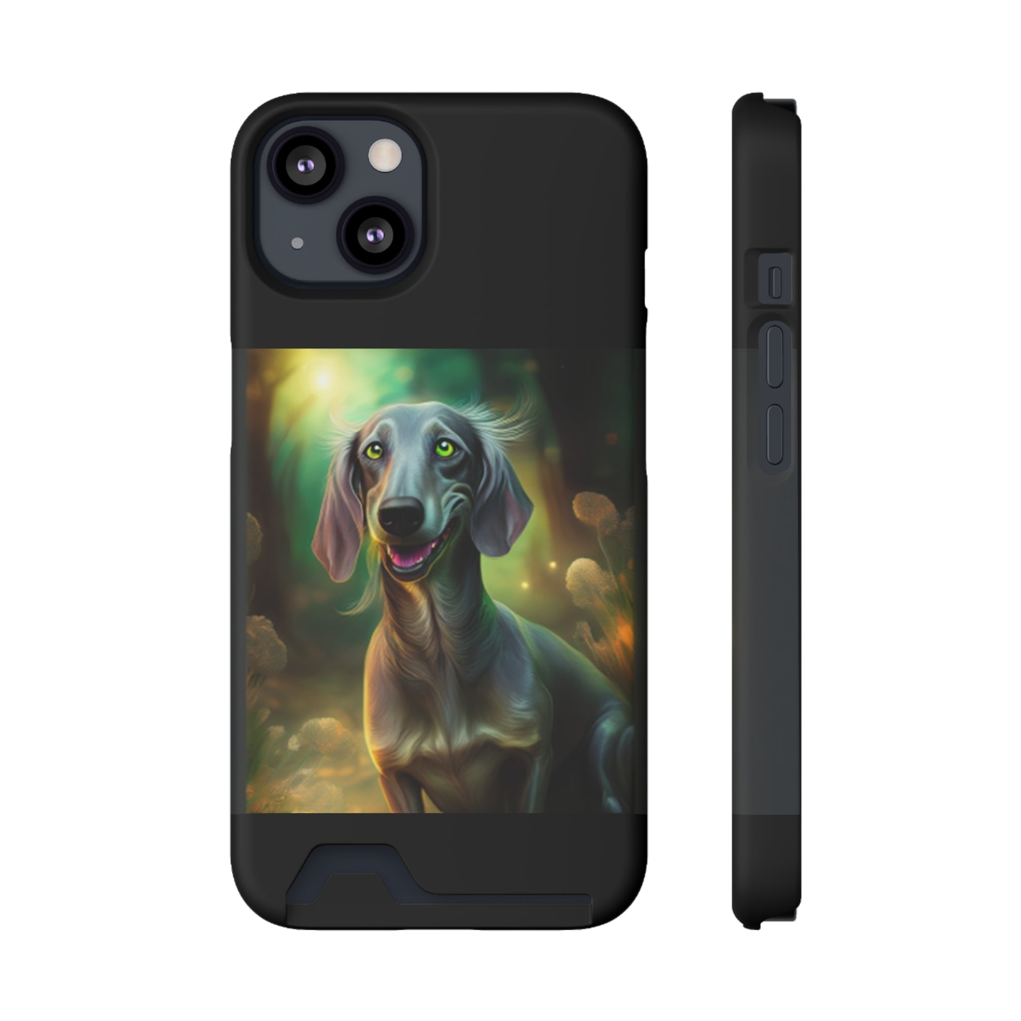 Dachshund Silver Grey Phone Case with Card Holder