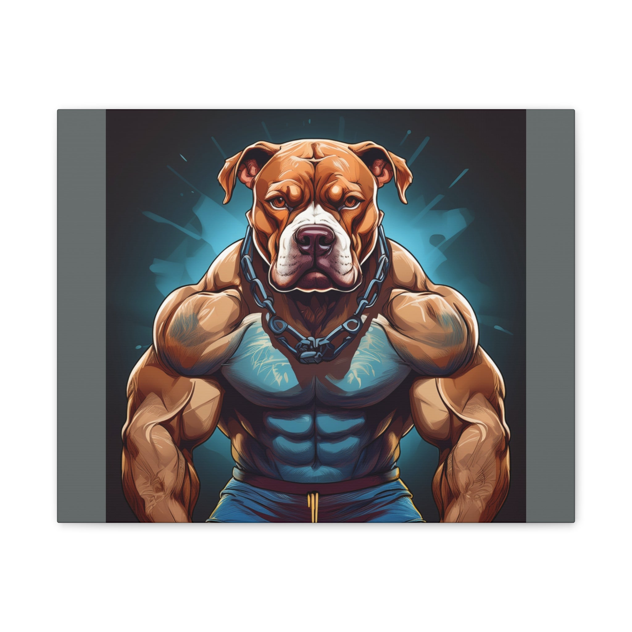 Pitbull Body Builder Cavas Painting