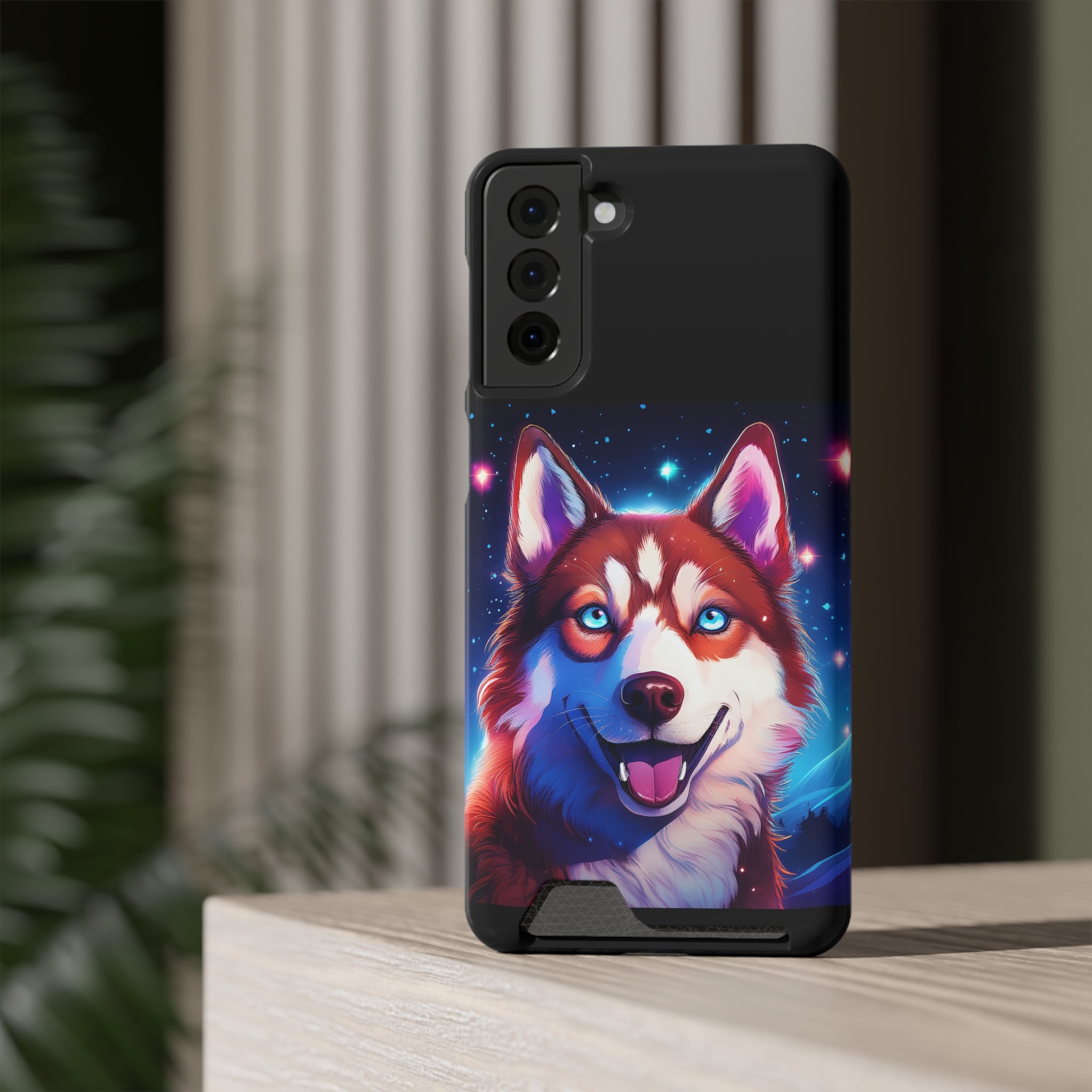 Eskimo Husky Stary Night Phone Case with Card Holder