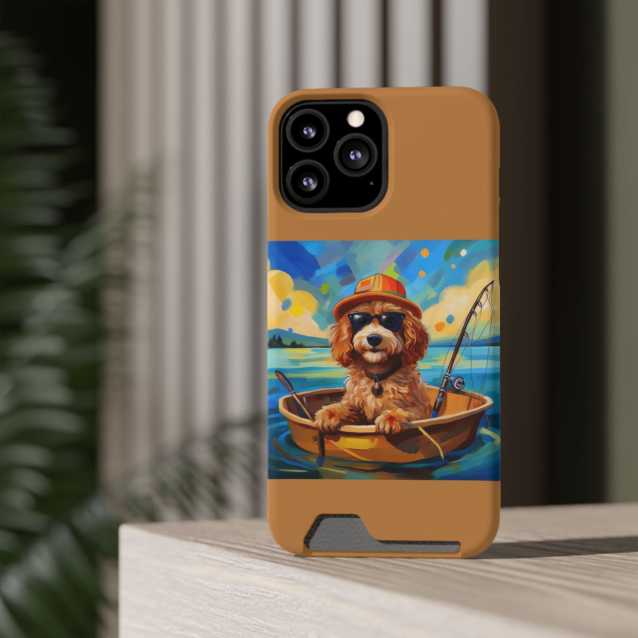 Doodle Fishing Phone Case with Card Holder