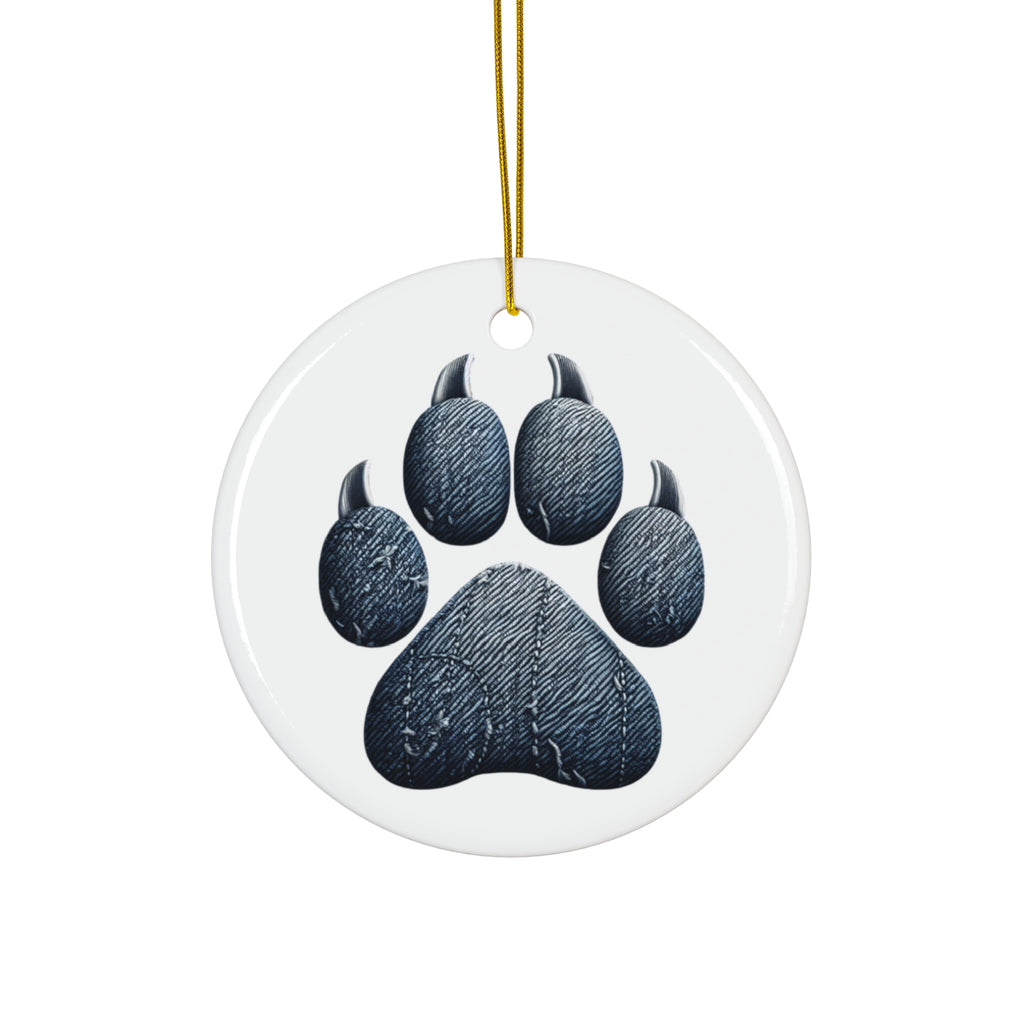 Denim Paw Ceramic Ornament