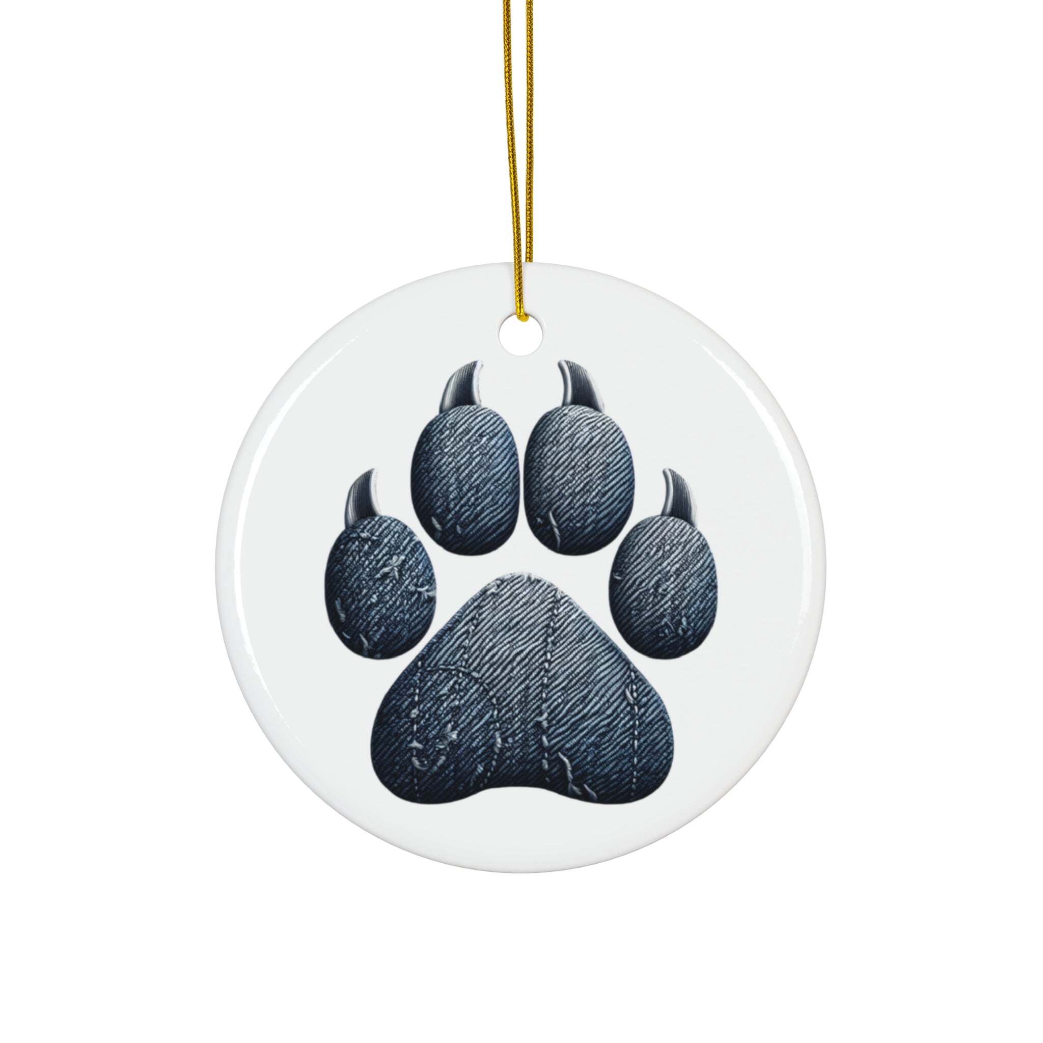 Denim Paw Ceramic Ornament