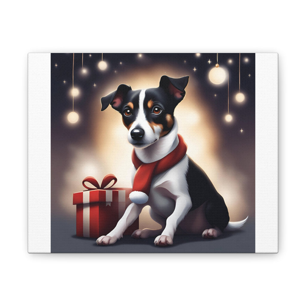 Jack Russel Holiday Canvas Stretched, 0.75"