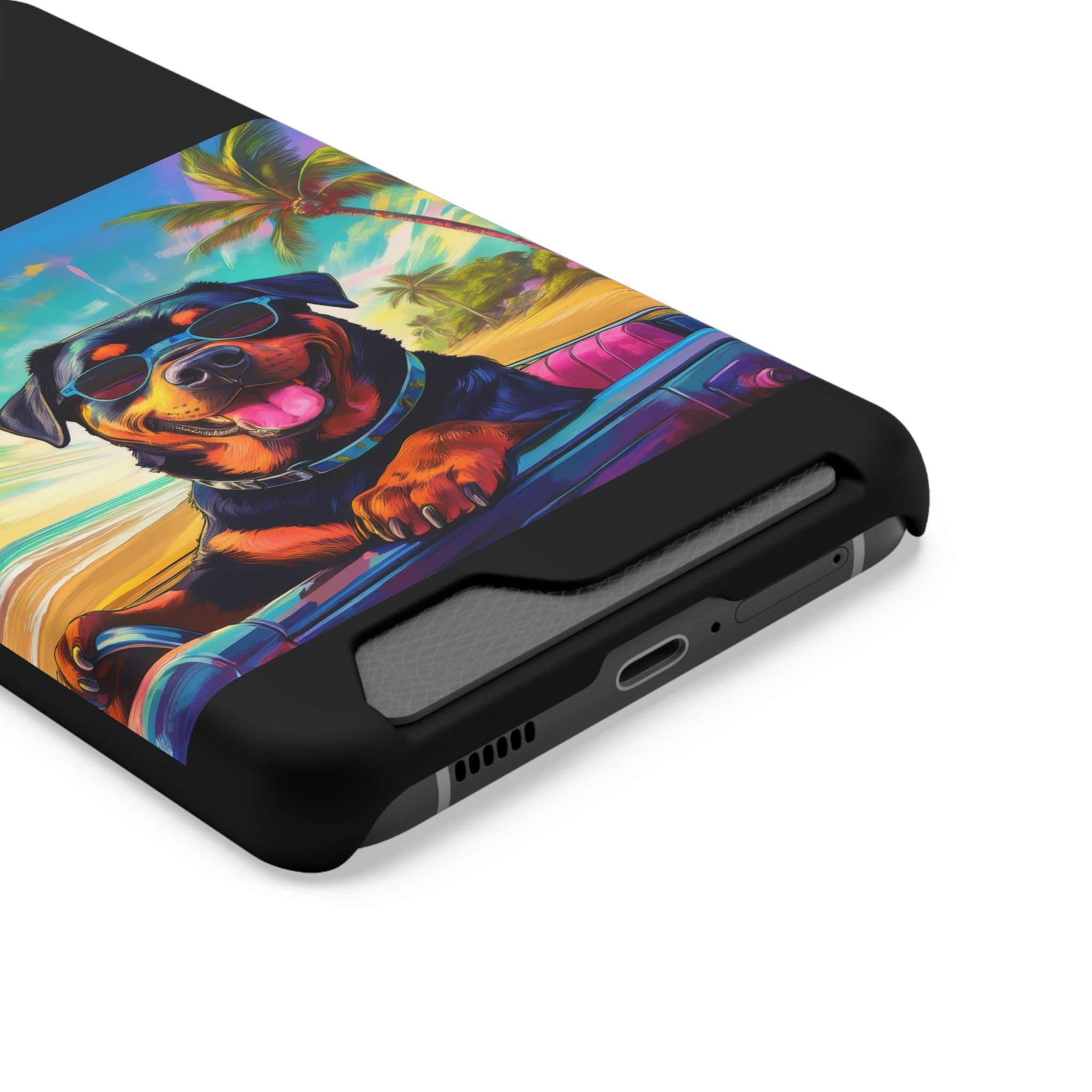 Rottweiler Beach Drive Phone Case with Card Holder