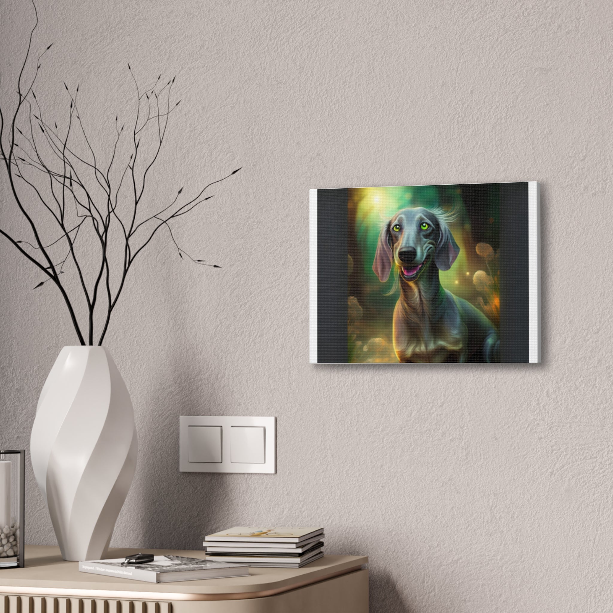 Silver Grey Dachshund Canvas Stretched, 0.75"