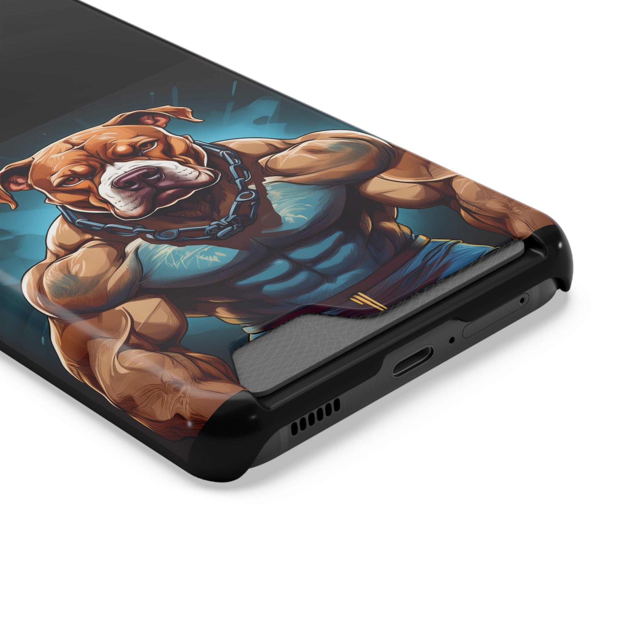 Pitbull Body Builder Phone Case with Card Holder