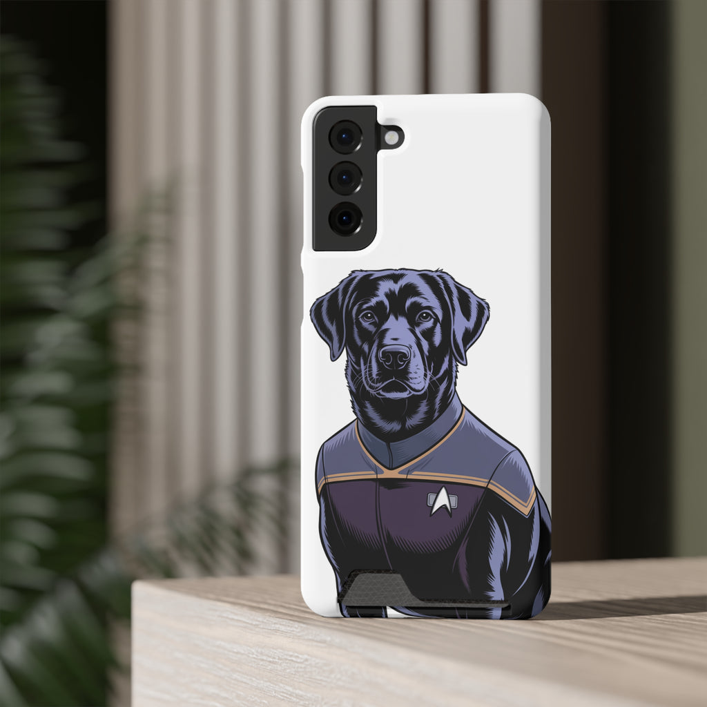 Black Lab Dog-Fleet Phone Case with Card Holder