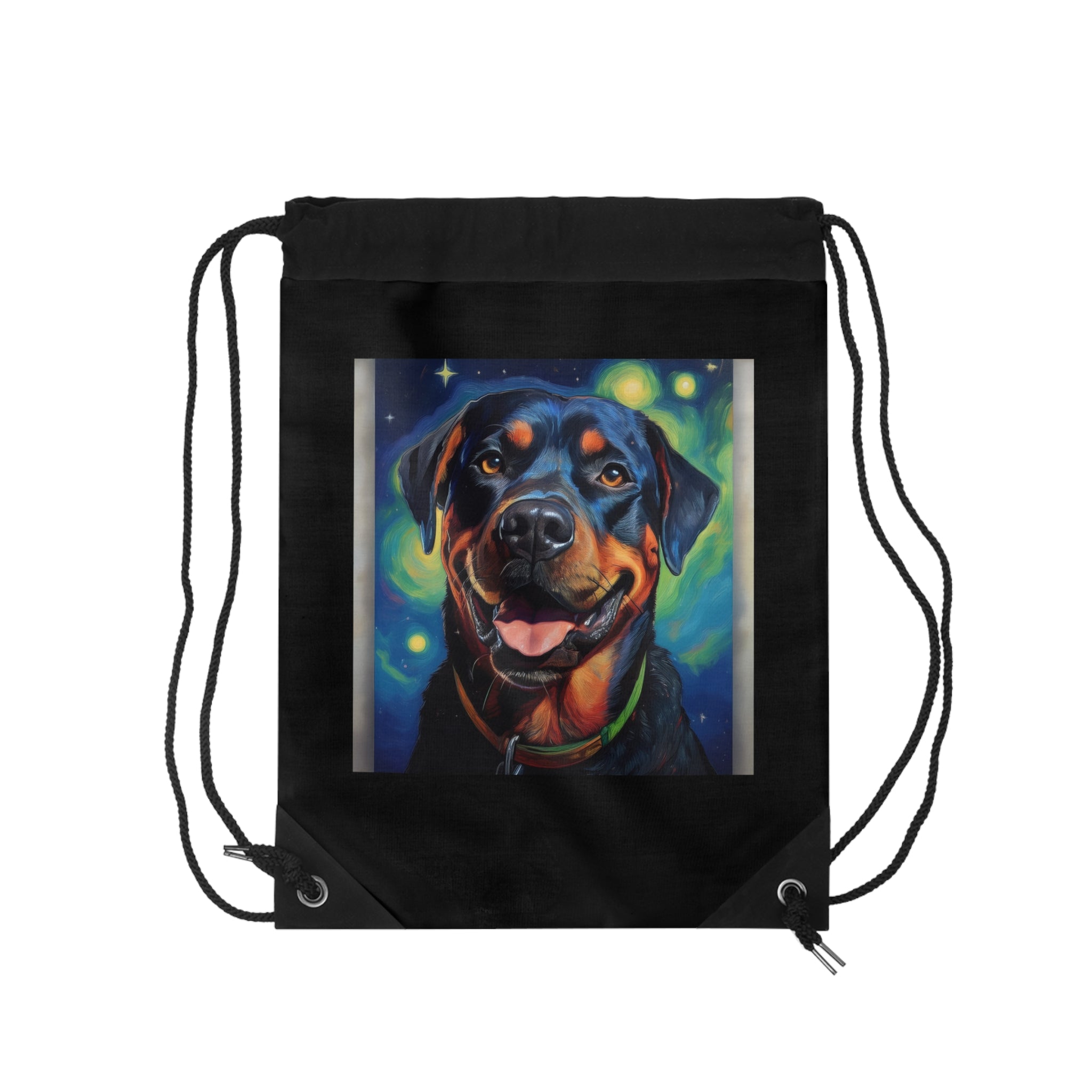 Rottweiler Stary Night Drawstring Bag