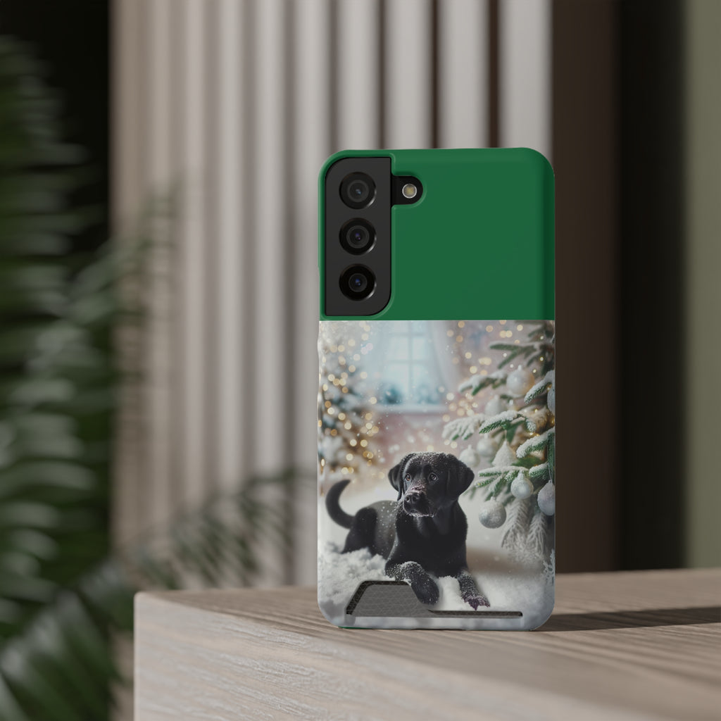 Black Lab Holiday Phone Case with Card Holder