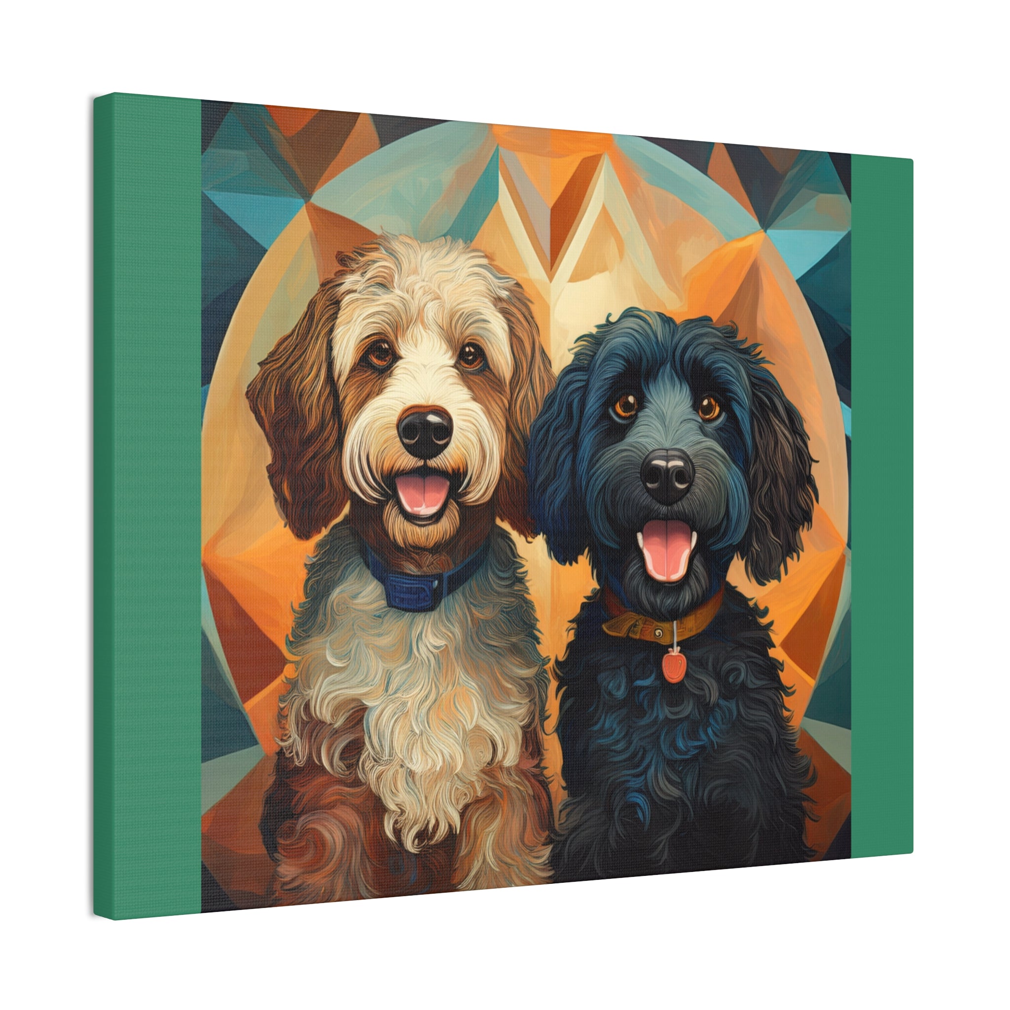 Doodles, Black & Tan Canvas Painting