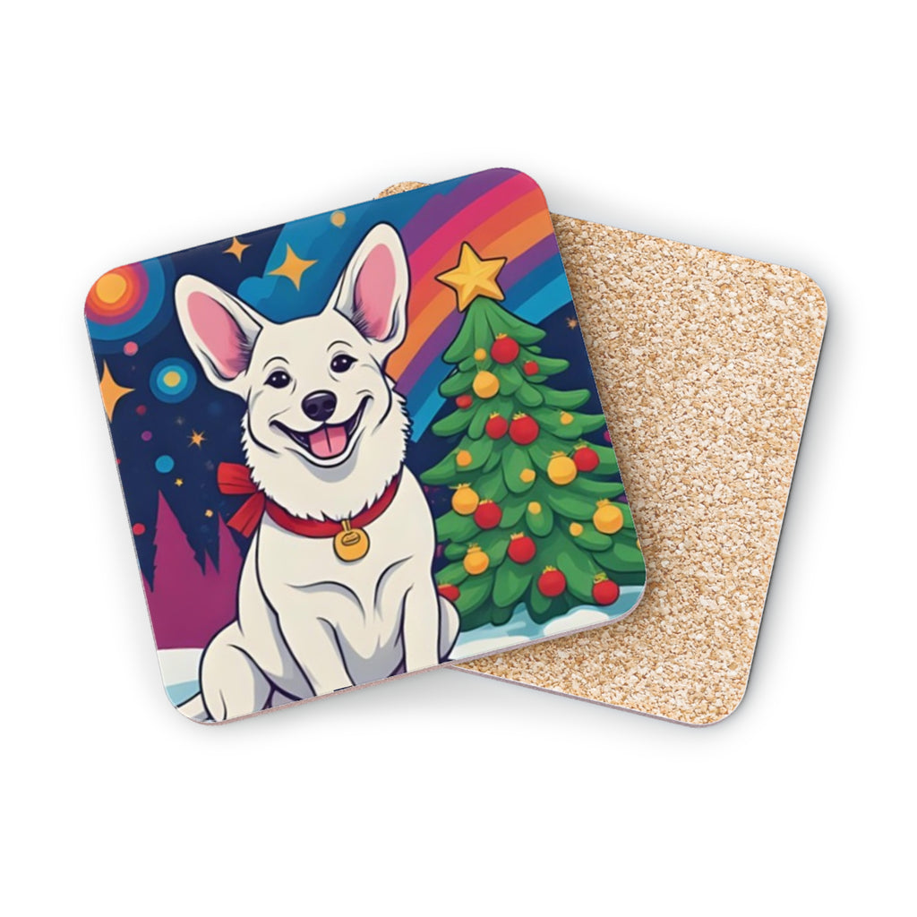 White Corgi Holiday Coasters