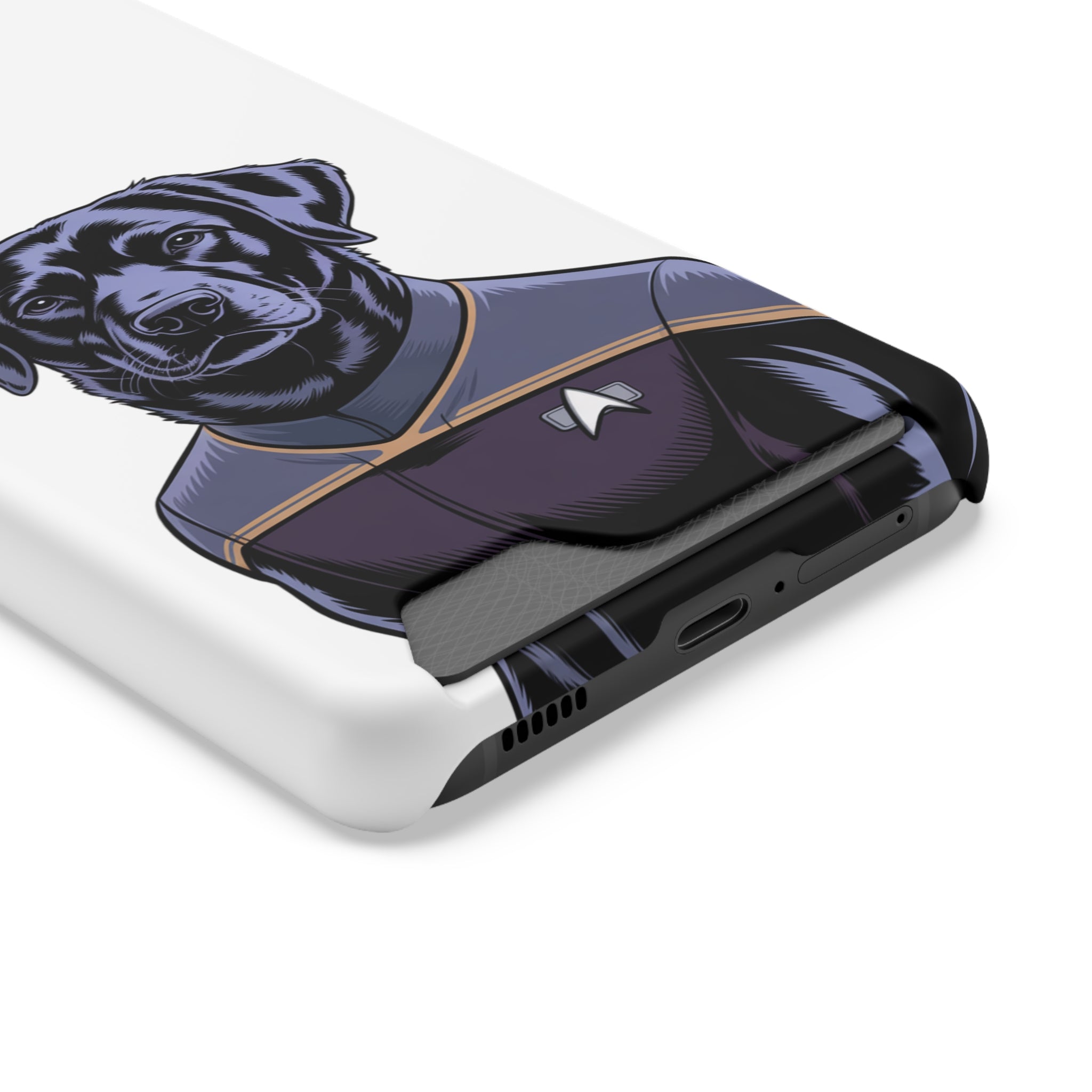 Black Lab Dog-Fleet Phone Case with Card Holder
