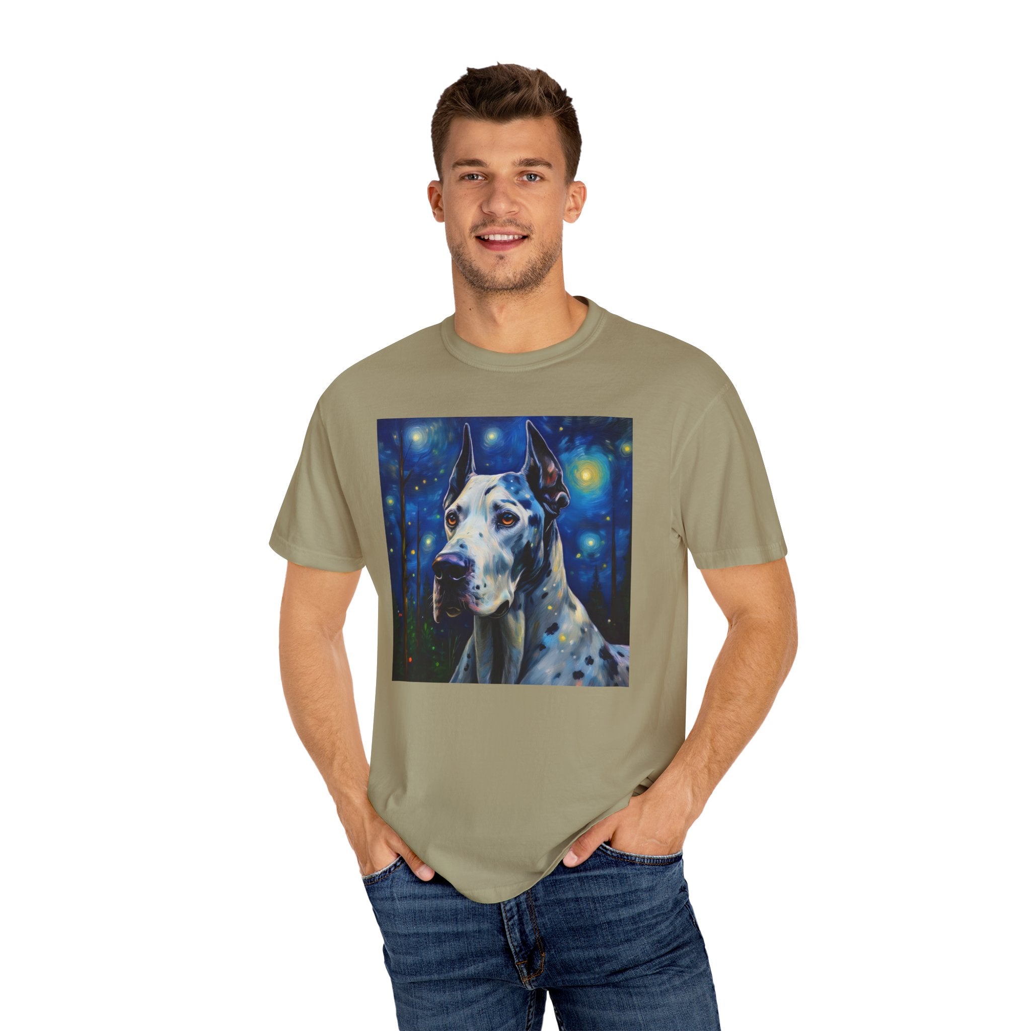 Great Dane Stary Night Unisex Garment-Dyed T-shirt