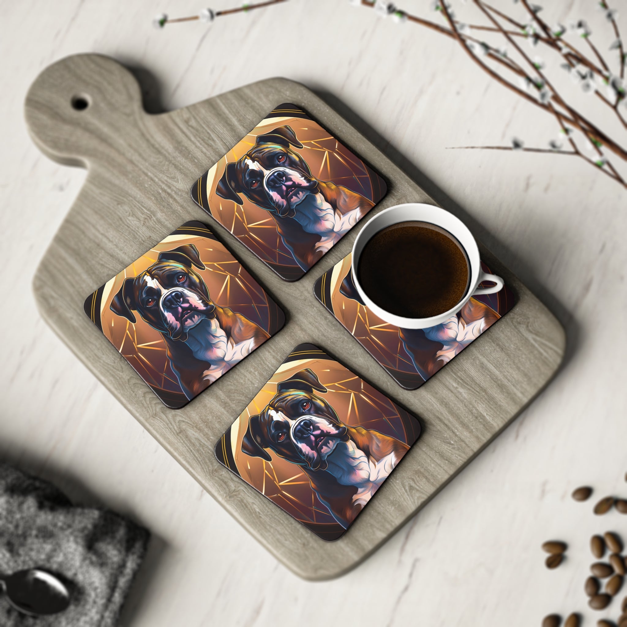 Brindle Gold Boxer Coasters