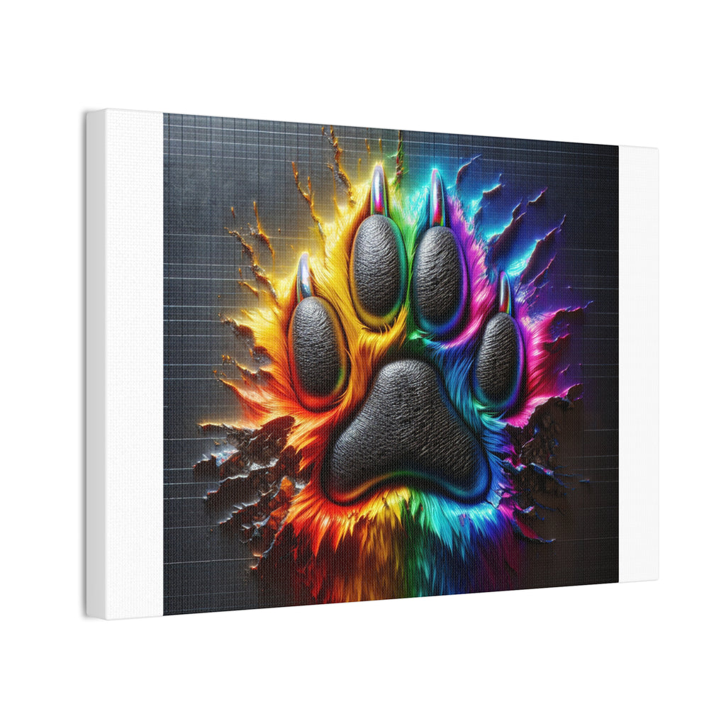 Electric Rainbow Dog Paw Canvas Stretched, 0.75"