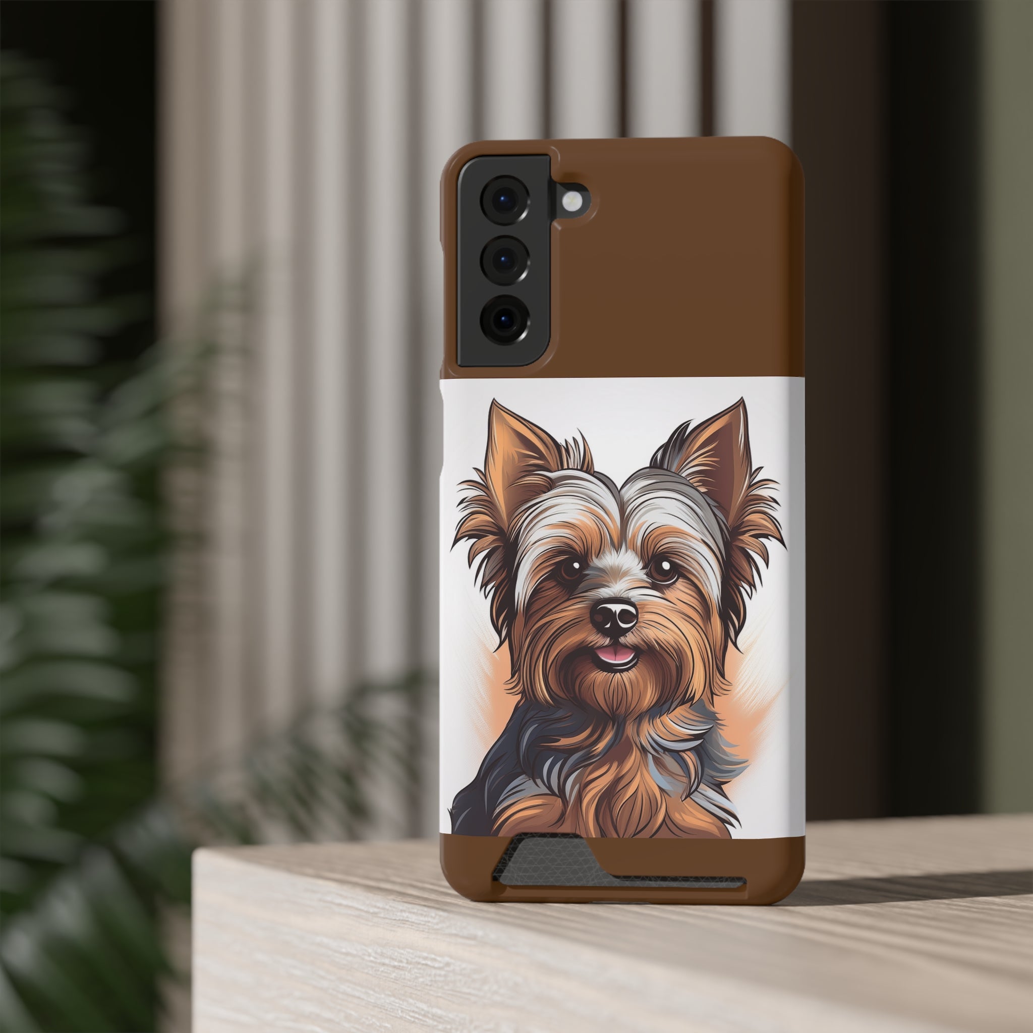 Yorkie Phone Case with Card Holder