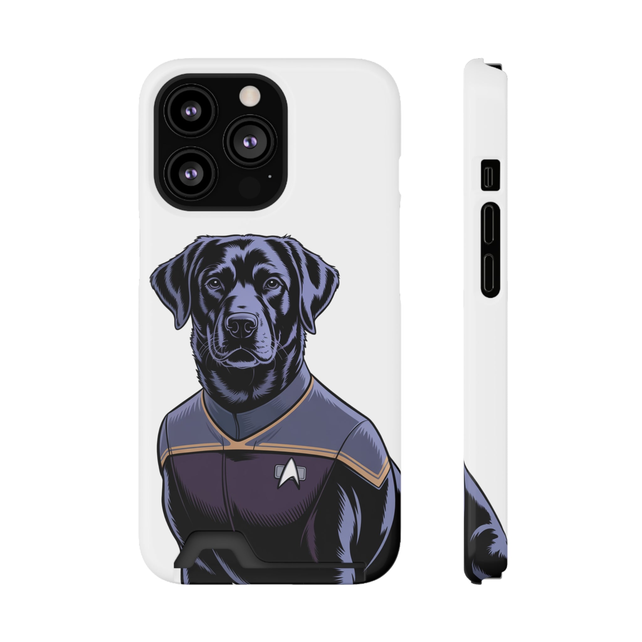 Black Lab Dog-Fleet Phone Case with Card Holder