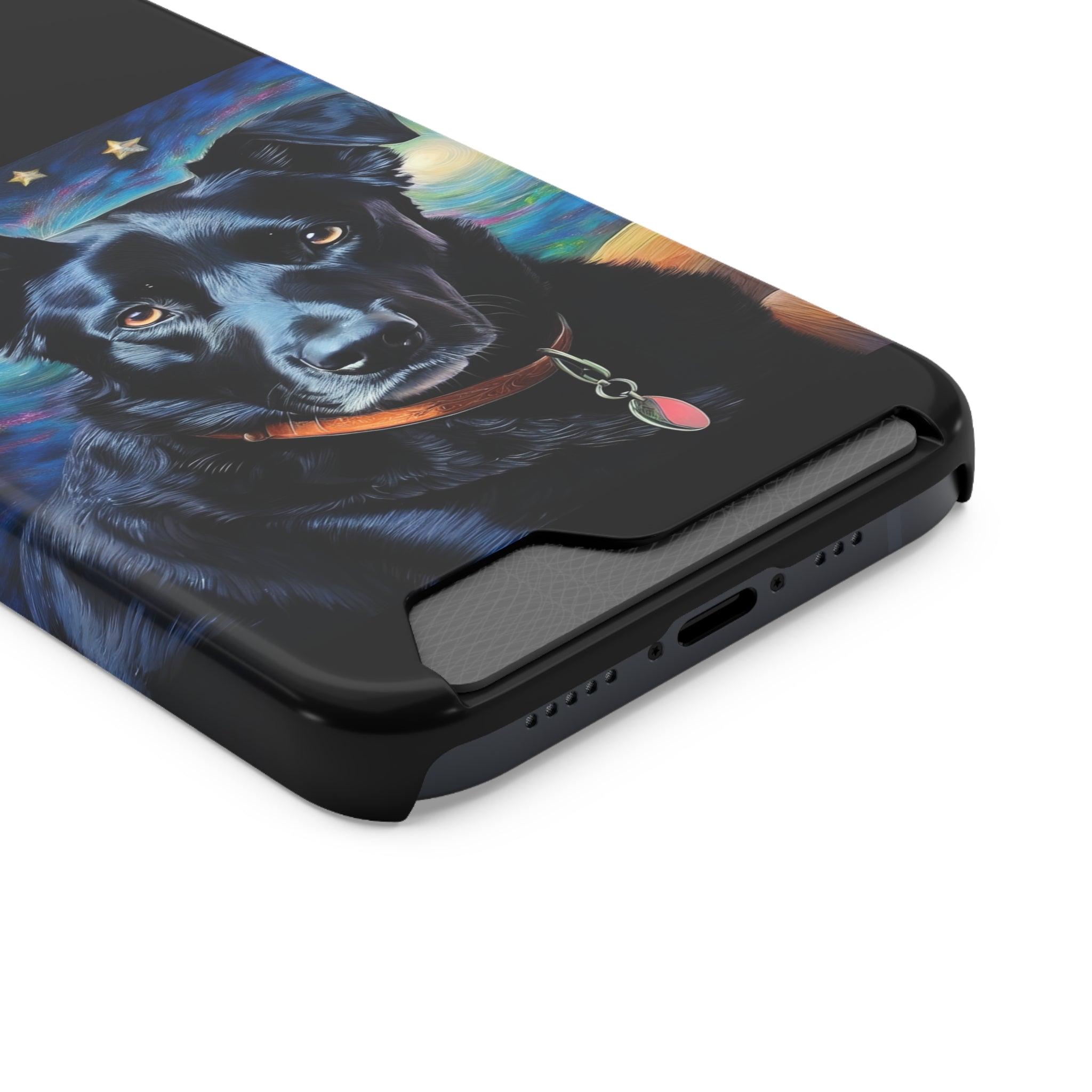 Black Shepherd Lab Stary Night Phone Case with Card Holder