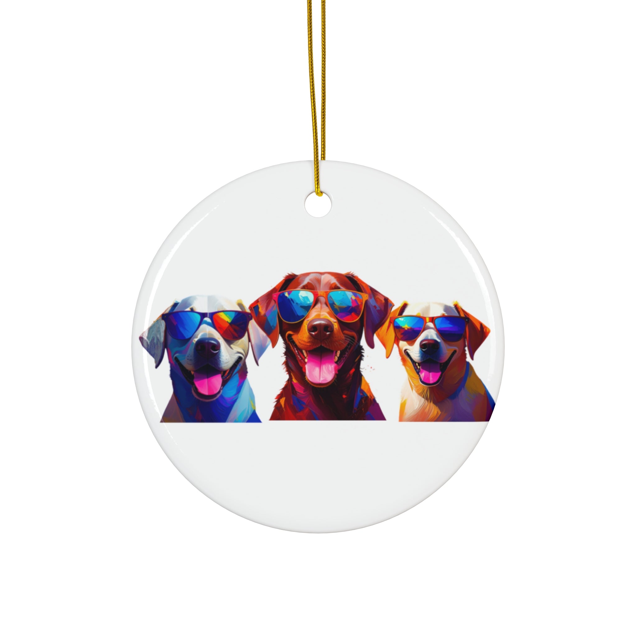 3 Labs Sunglasses Christmas Ceramic Ornament