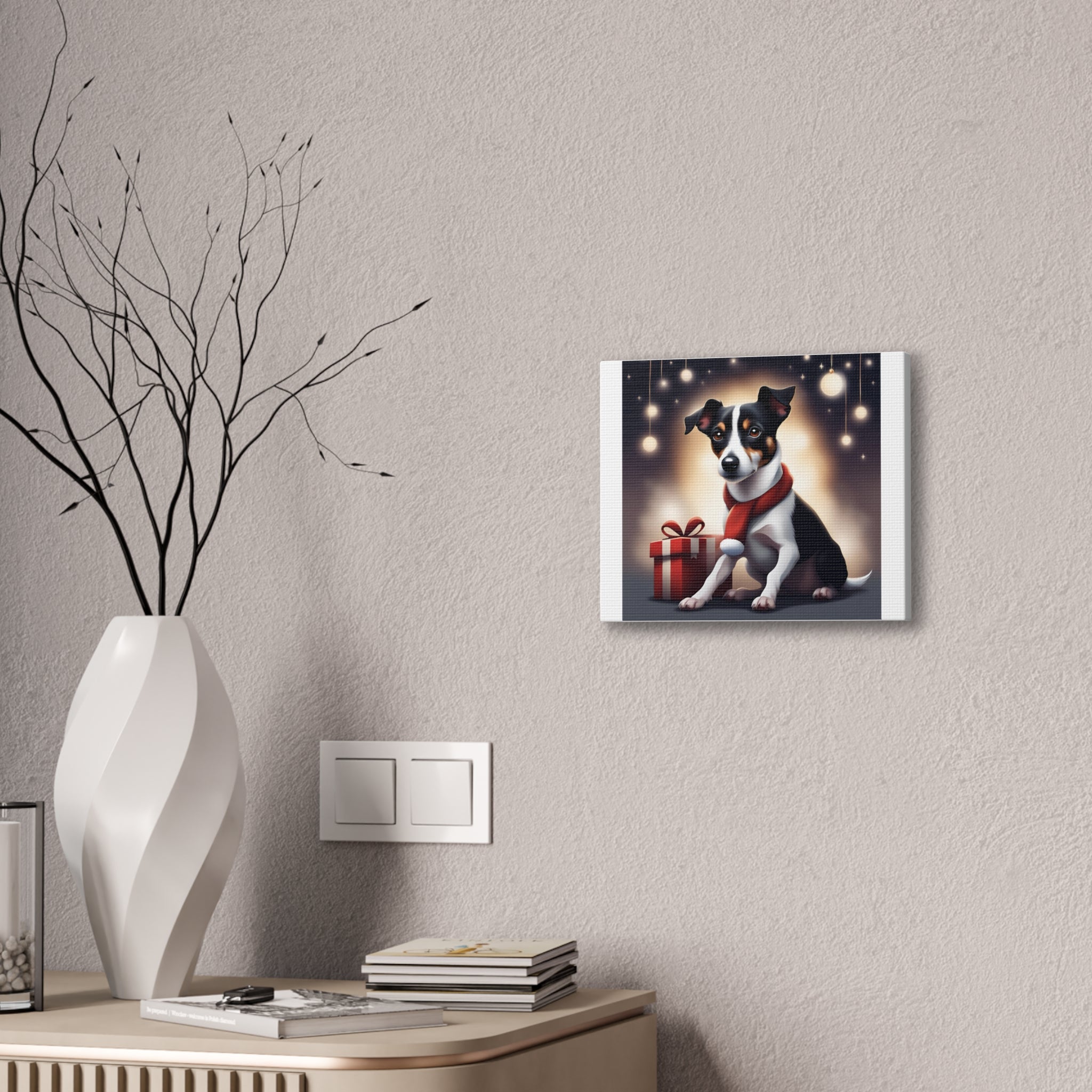 Jack Russel Holiday Canvas Stretched, 0.75"