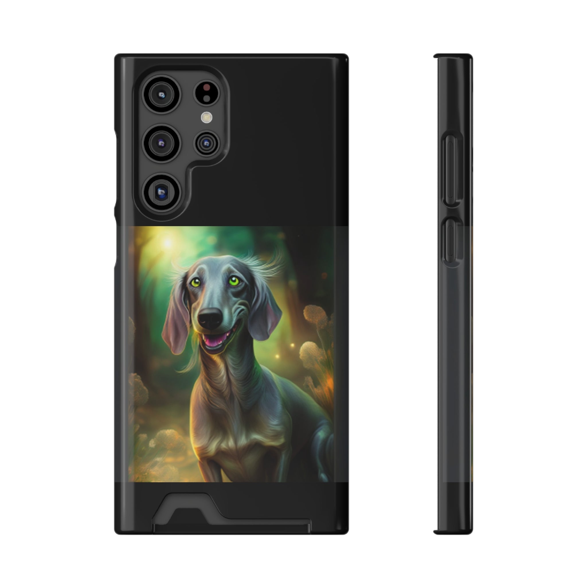 Dachshund Silver Grey Phone Case with Card Holder