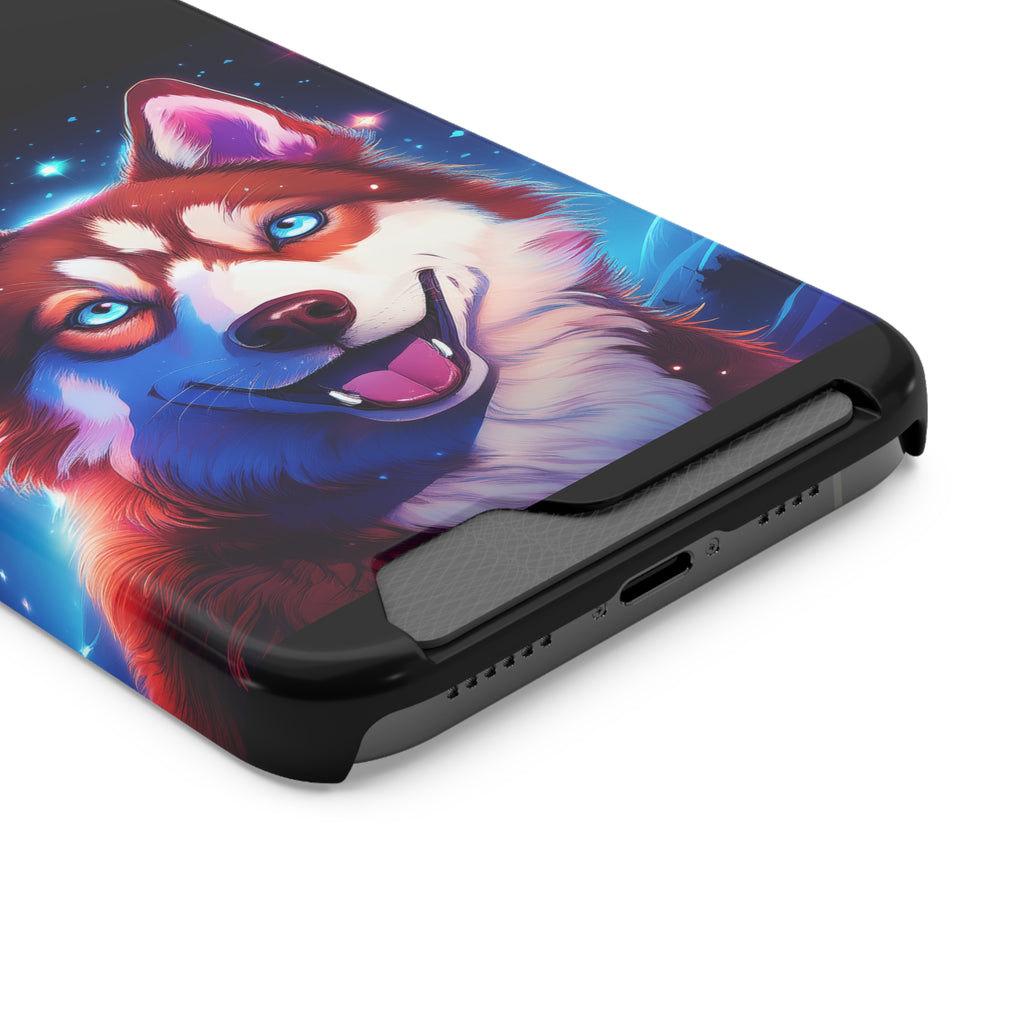 Eskimo Husky Stary Night Phone Case with Card Holder