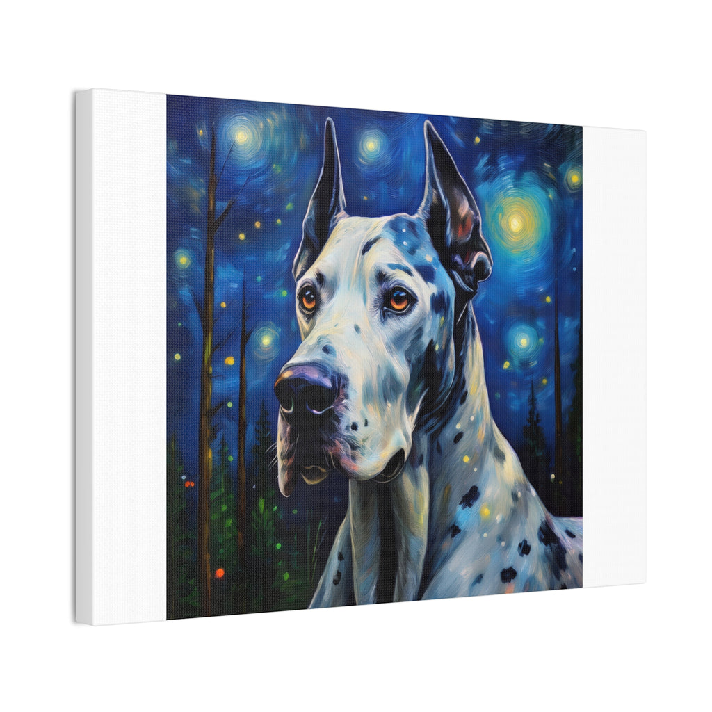 Great Dane Stary Night Canvas Stretched, 0.75"