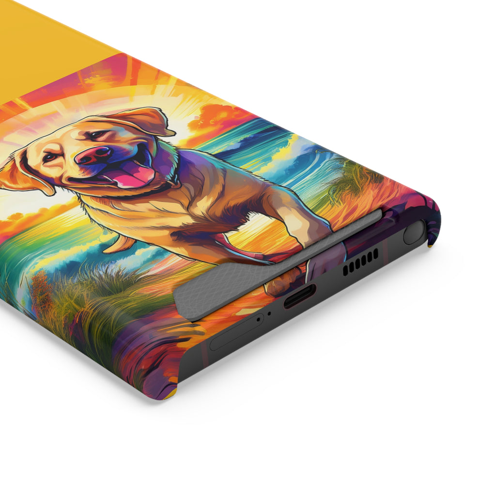 Yellow Lab Sunset Beach Phone Case with Card Holder