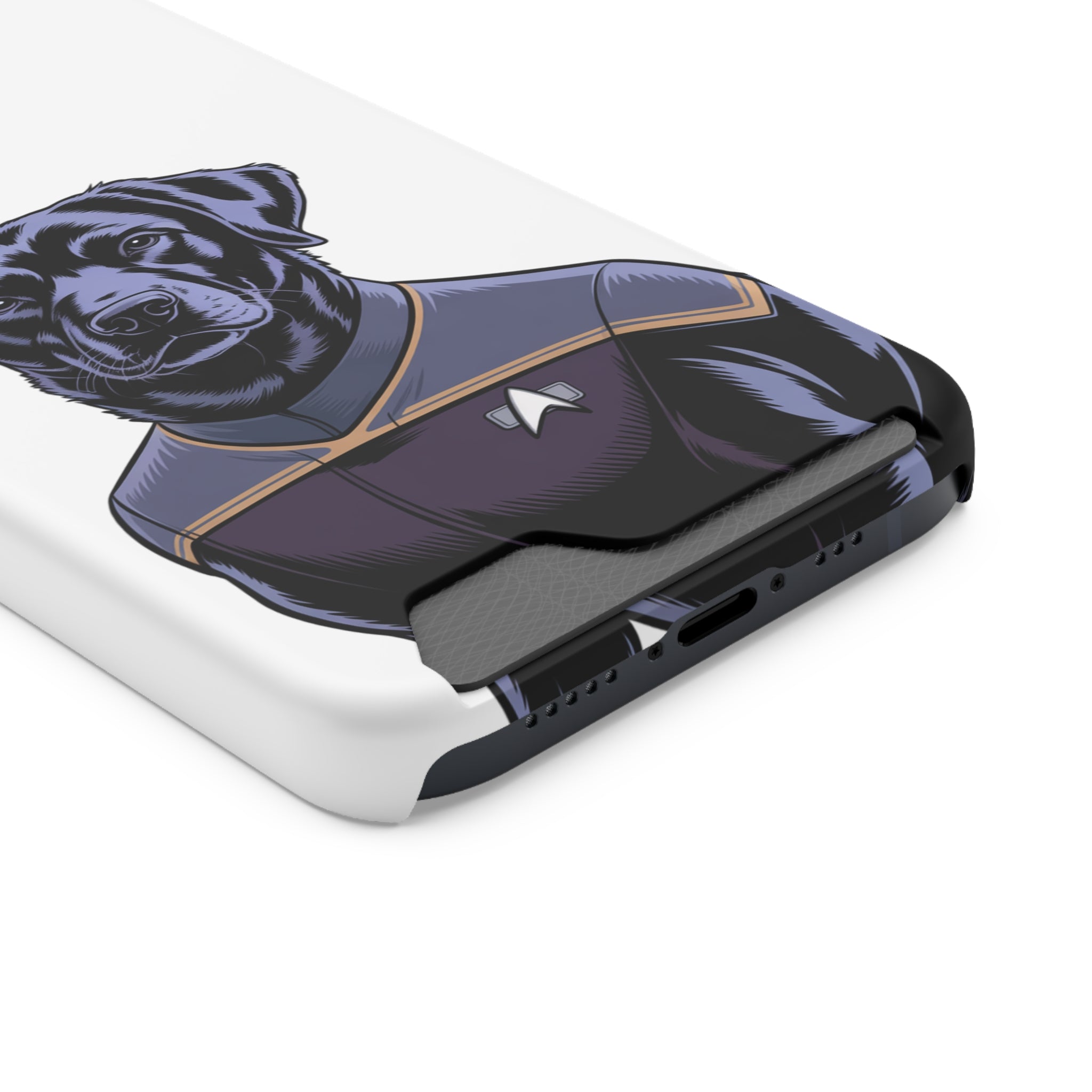 Black Lab Dog-Fleet Phone Case with Card Holder