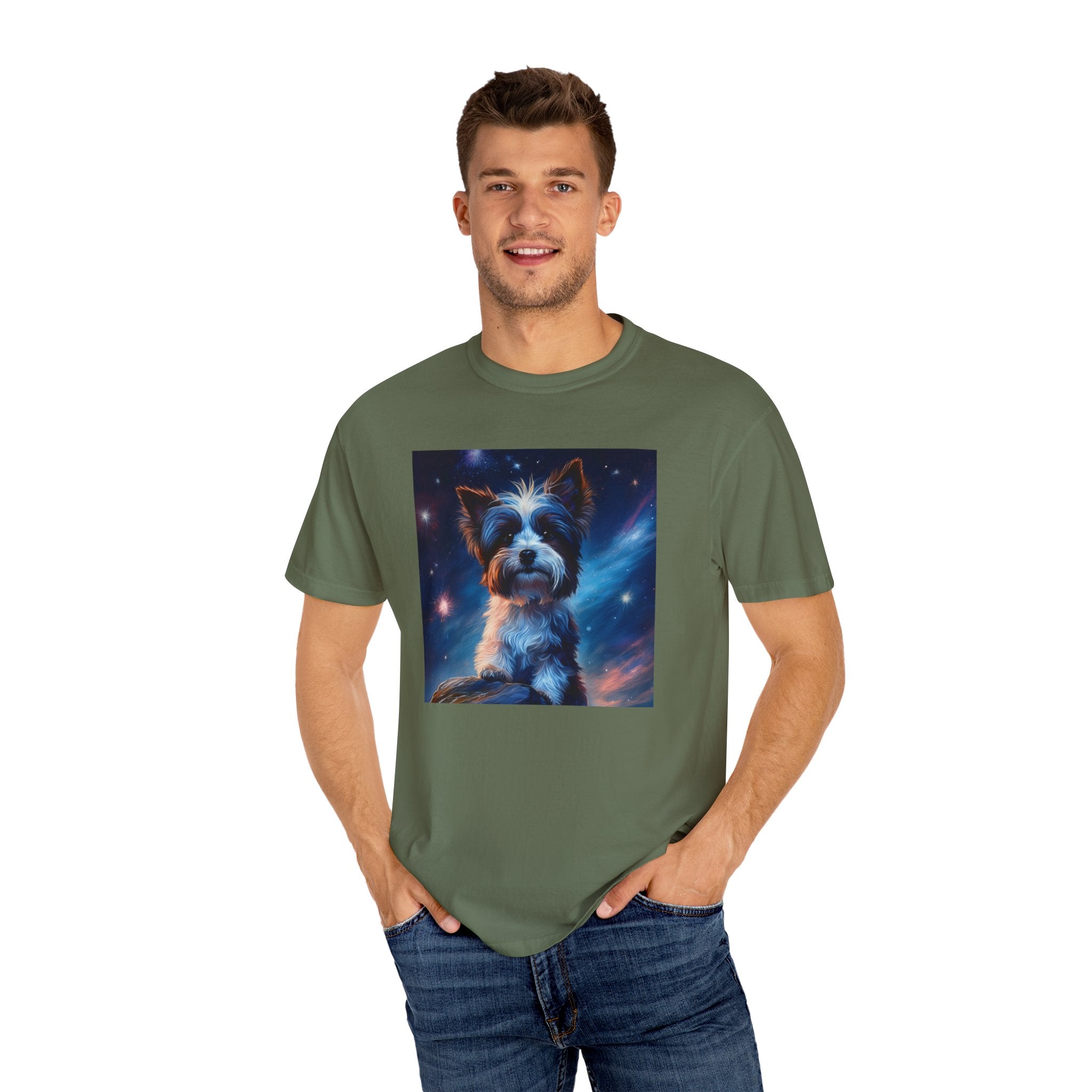 Biewer Terrier Stary Night Unisex Garment-Dyed T-shirt
