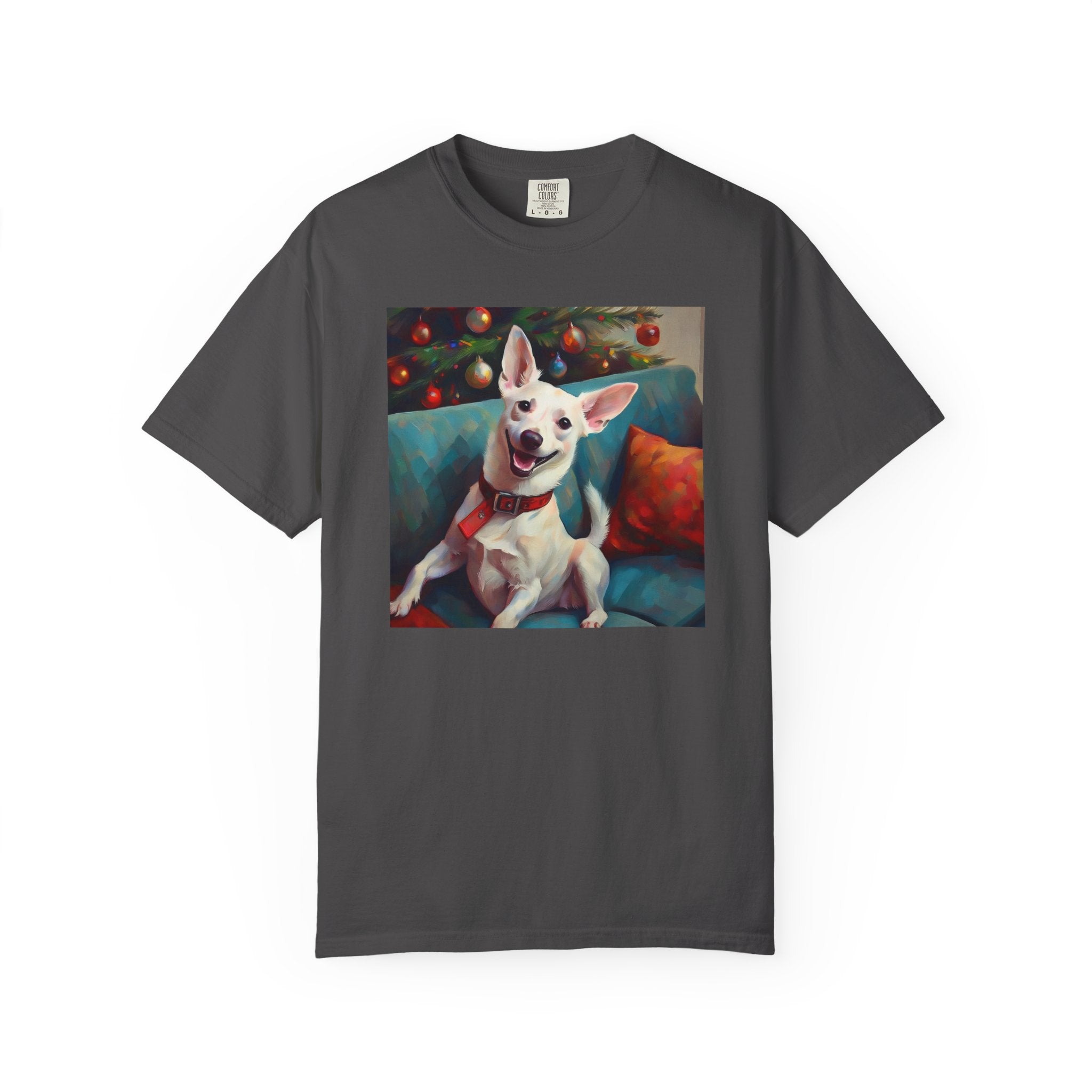 White Corgi Holiday II Unisex Garment-Dyed T-shirt