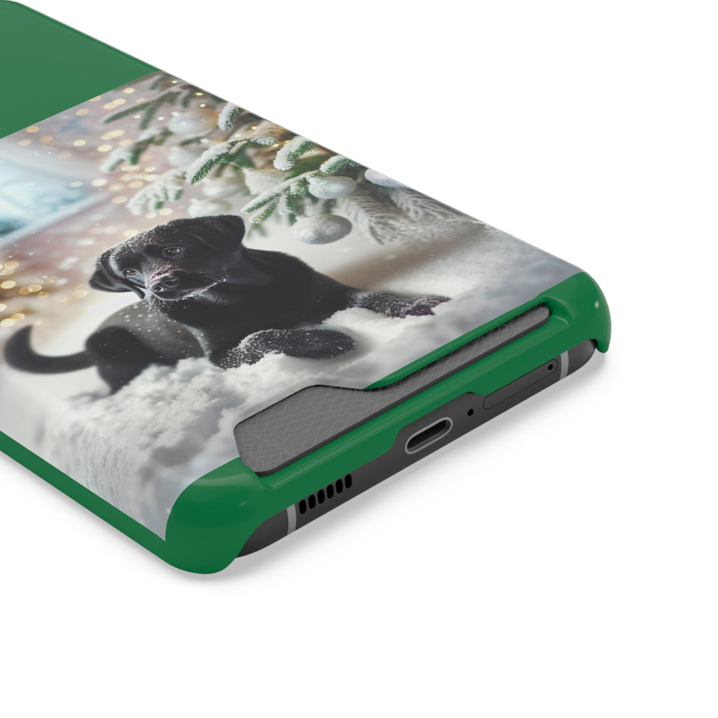 Black Lab Holiday Phone Case with Card Holder