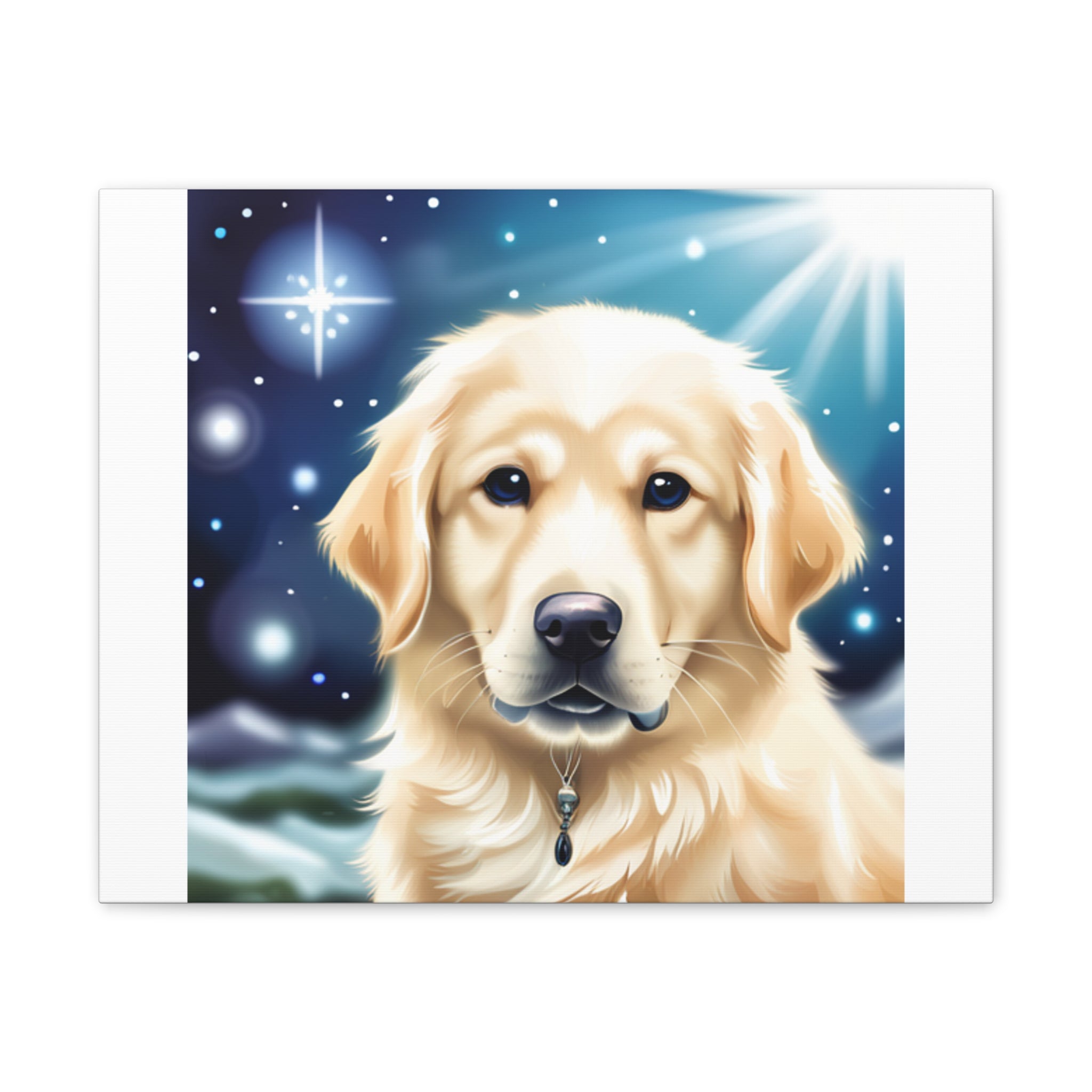 Golden Retriever Stary Night Canvas Stretched, 0.75"