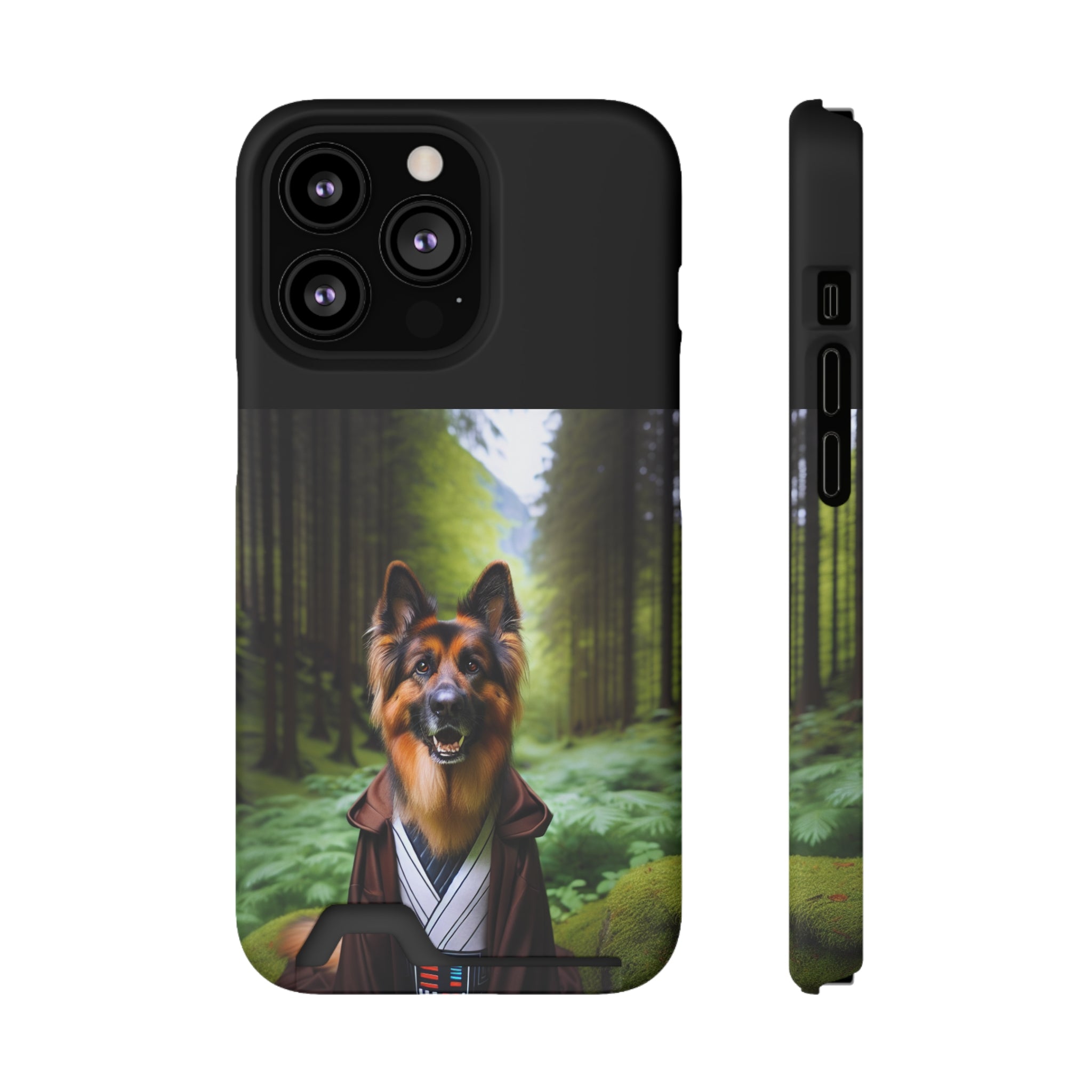 German Shepherd Forest Night Phone Case with Card Holder