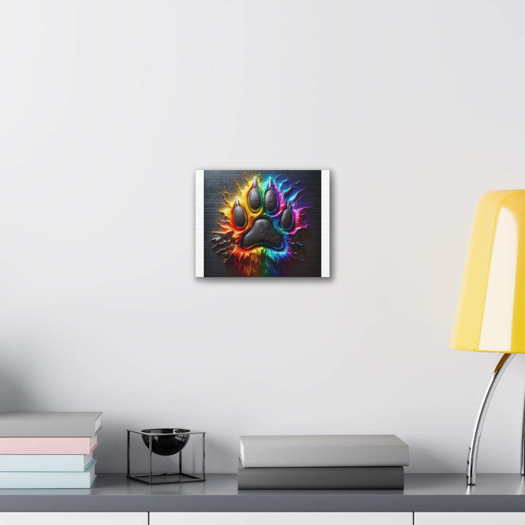 Electric Rainbow Dog Paw Canvas Stretched, 0.75"