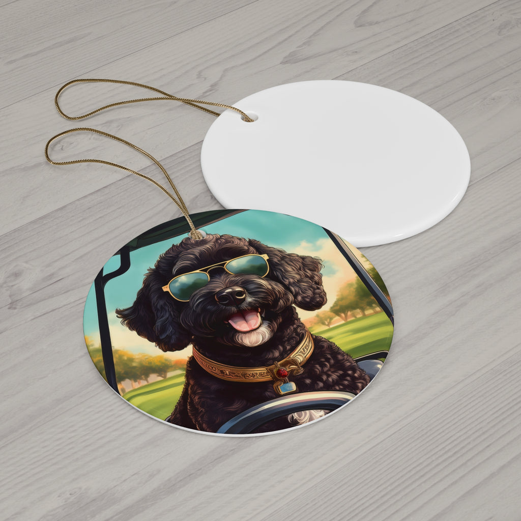 Doodle Golf Cart Ceramic Ornament