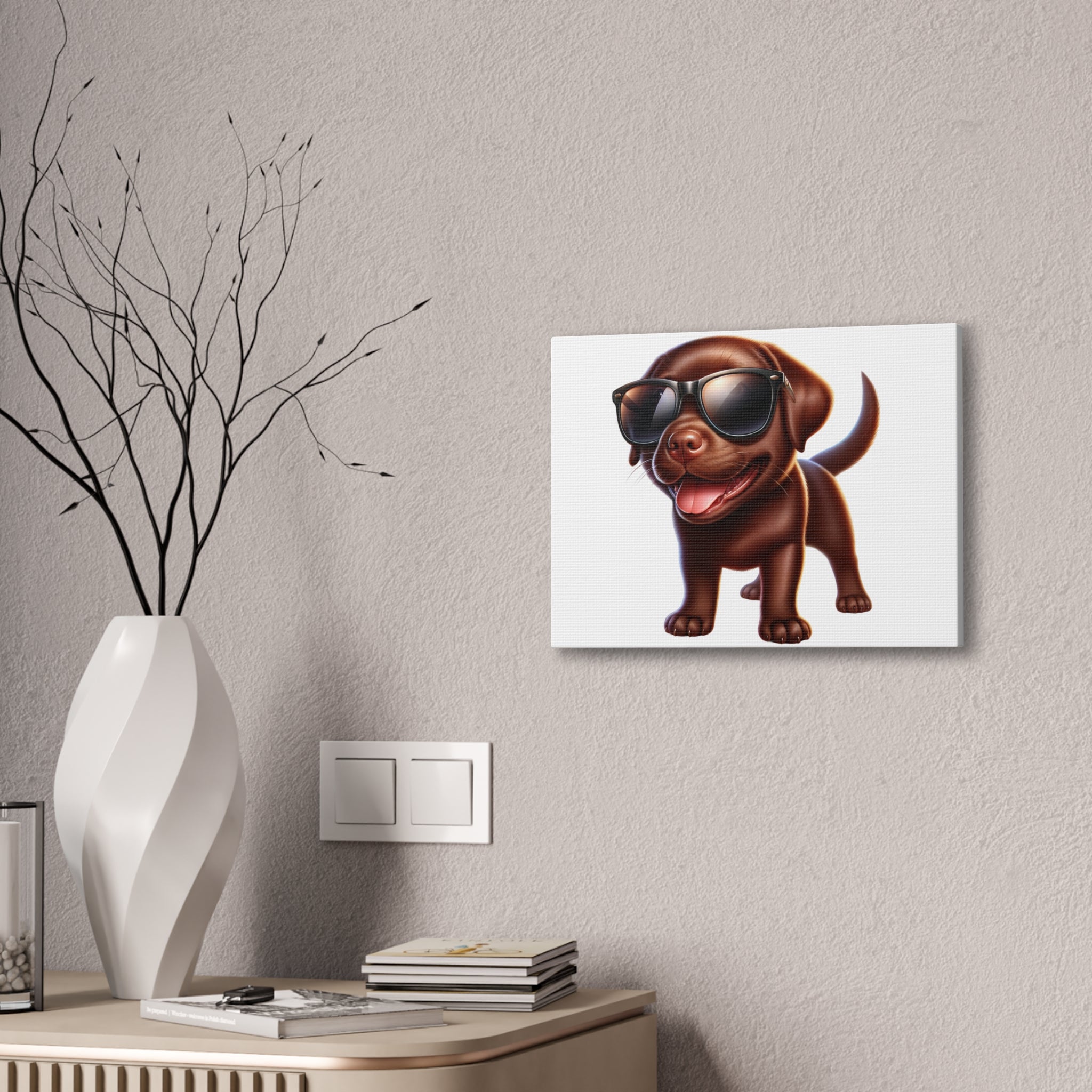 Chocolate Lab in Sunglasses Canvas Stretched, 0.75"