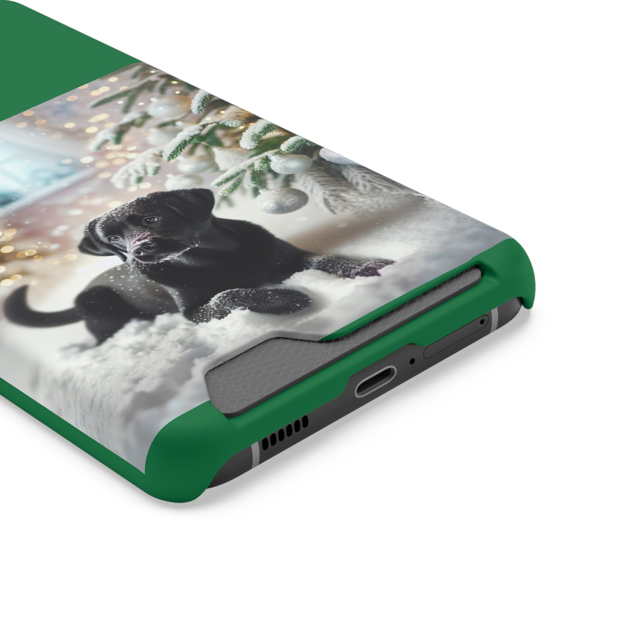 Black Lab Holiday Phone Case with Card Holder