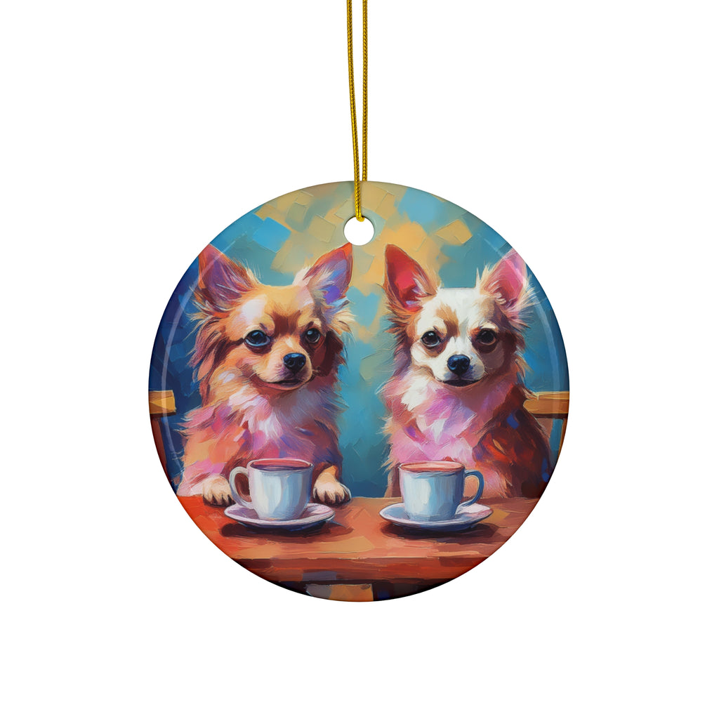 Cafe con Chihuahua Ceramic Ornament